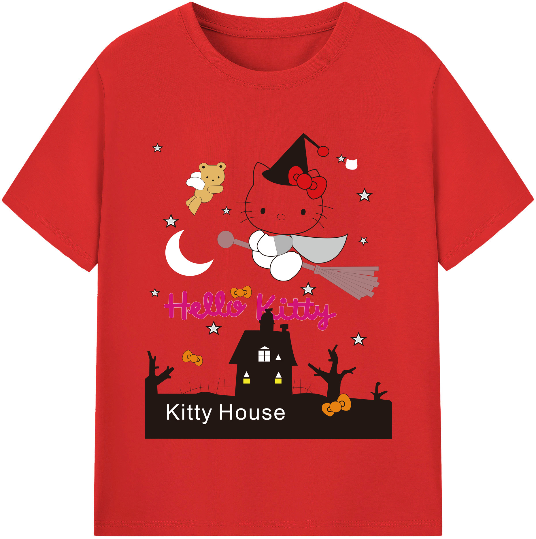 （画像用） Hello Kitty ハローキティ レディースカジュアルプリントTシャツ（綿100％）