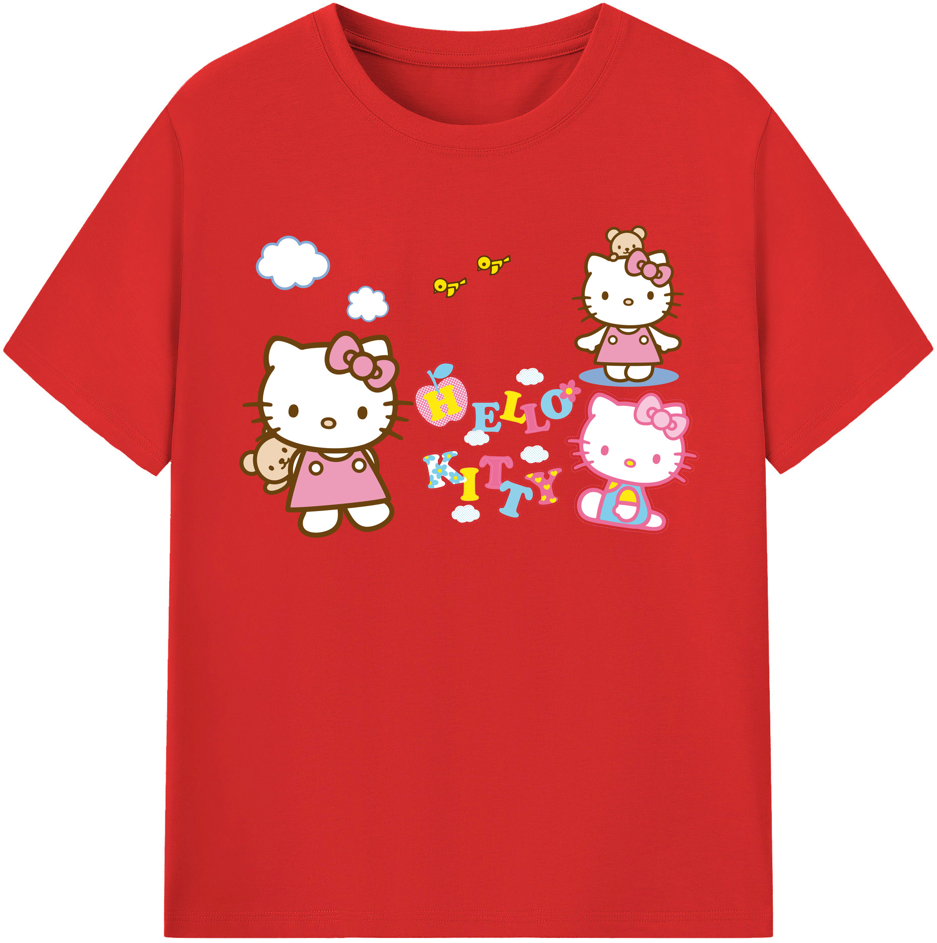 （画像用） Hello Kitty ハローキティ レディースカジュアルプリントTシャツ（綿100％）