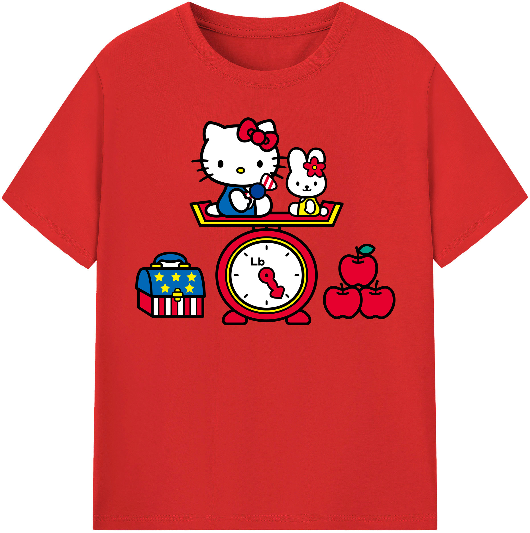 （画像用） Hello Kitty ハローキティ レディースカジュアルプリントTシャツ（綿100％）