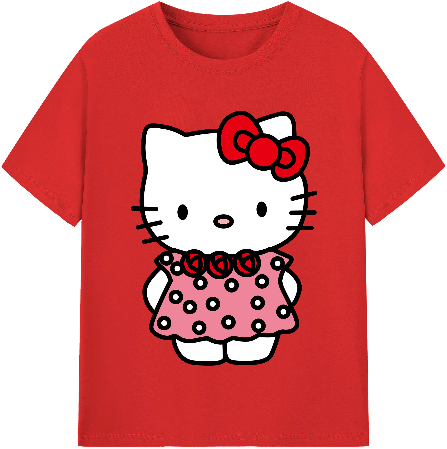 （画像用） Hello Kitty ハローキティ レディースカジュアルプリントTシャツ（綿100％）