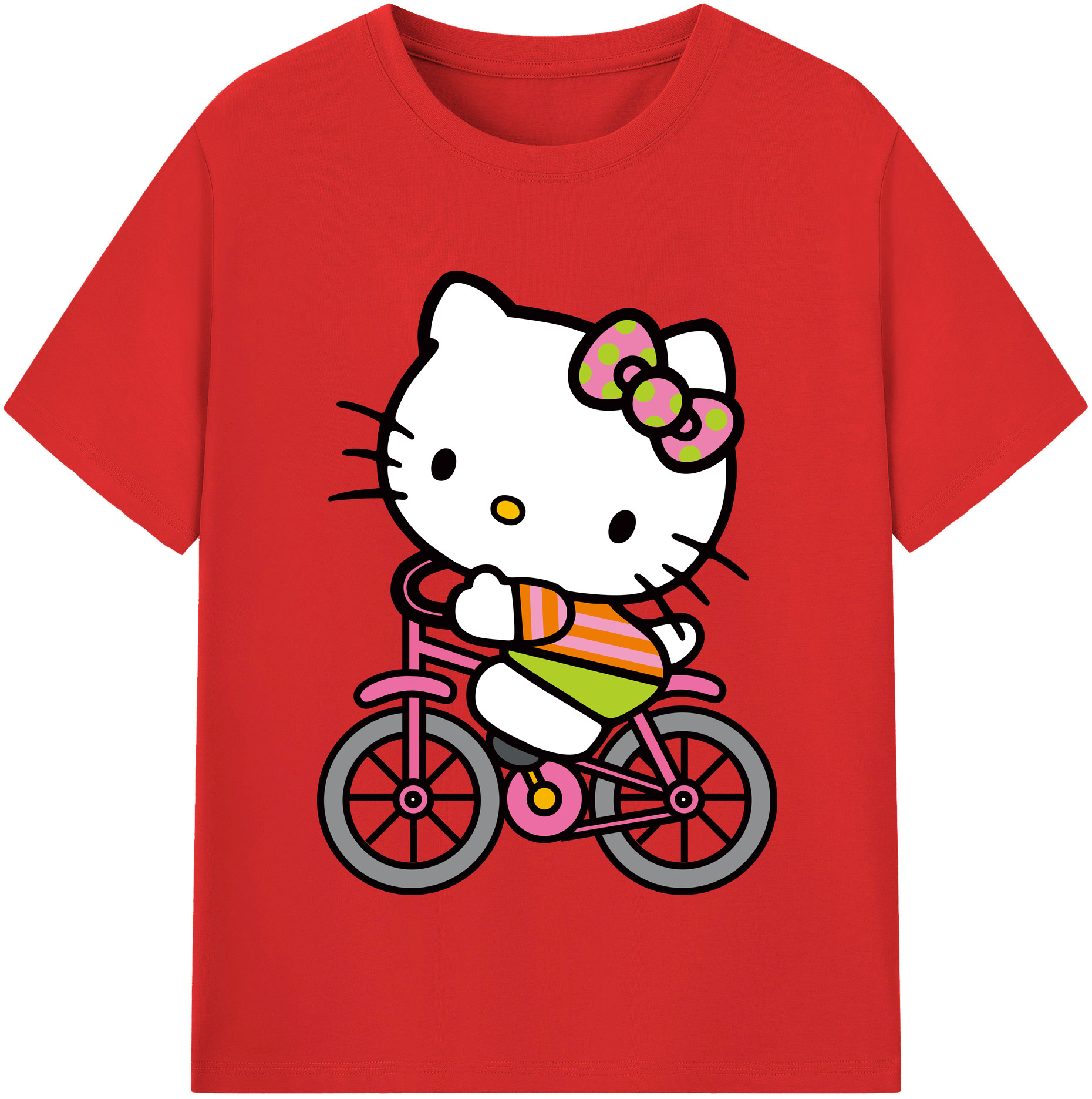（画像用） Hello Kitty ハローキティ レディースカジュアルプリントTシャツ（綿100％）
