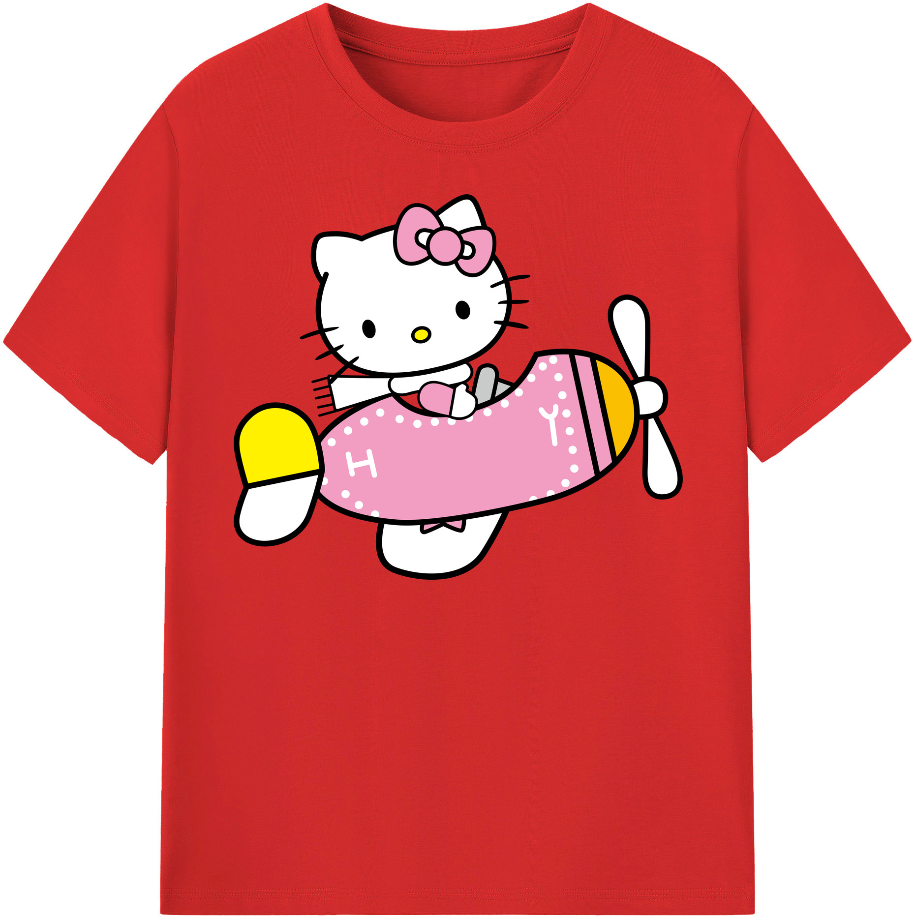 （画像用） Hello Kitty ハローキティ レディースカジュアルプリントTシャツ（綿100％）