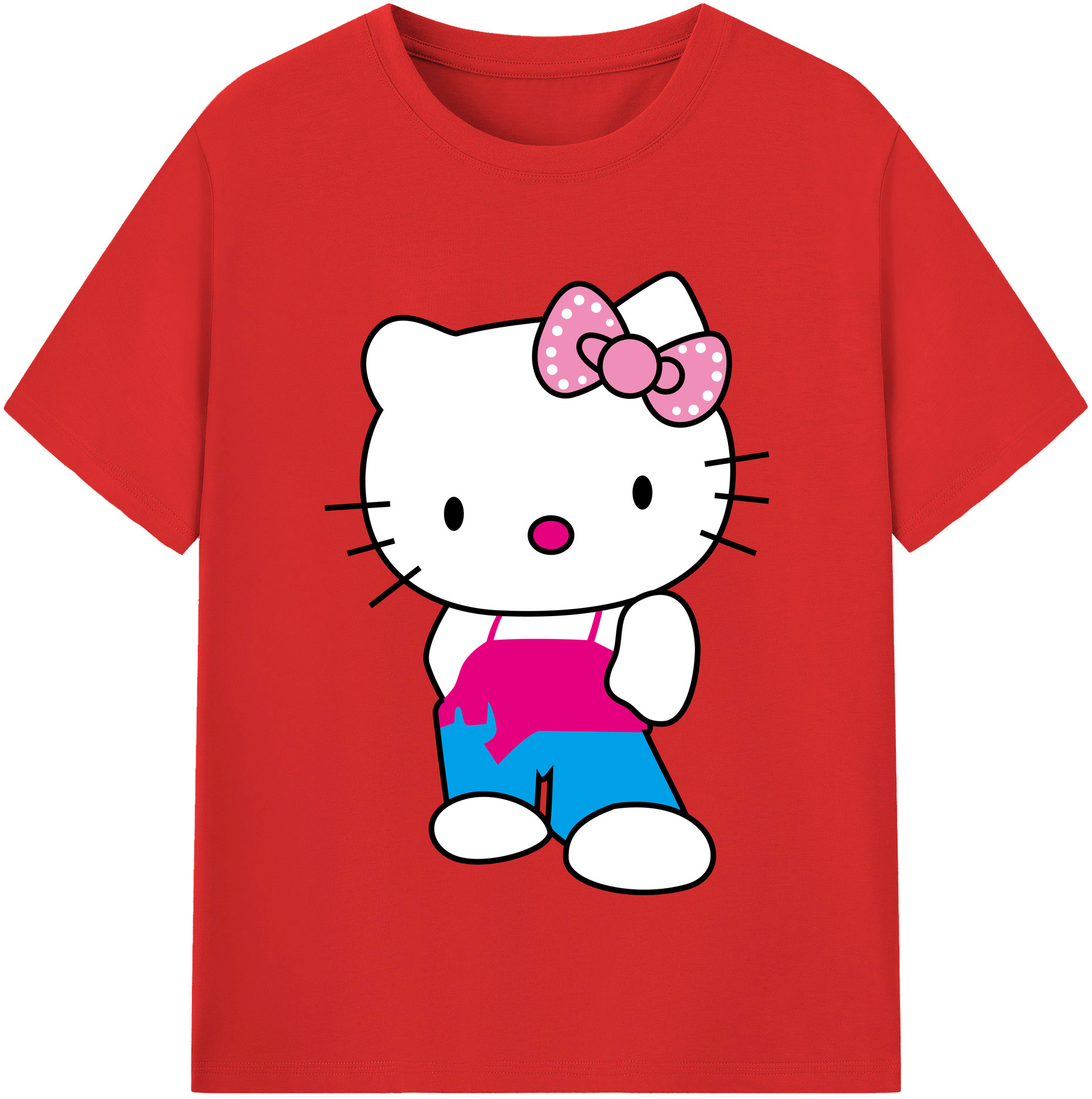 （画像用） Hello Kitty ハローキティ レディースカジュアルプリントTシャツ（綿100％）