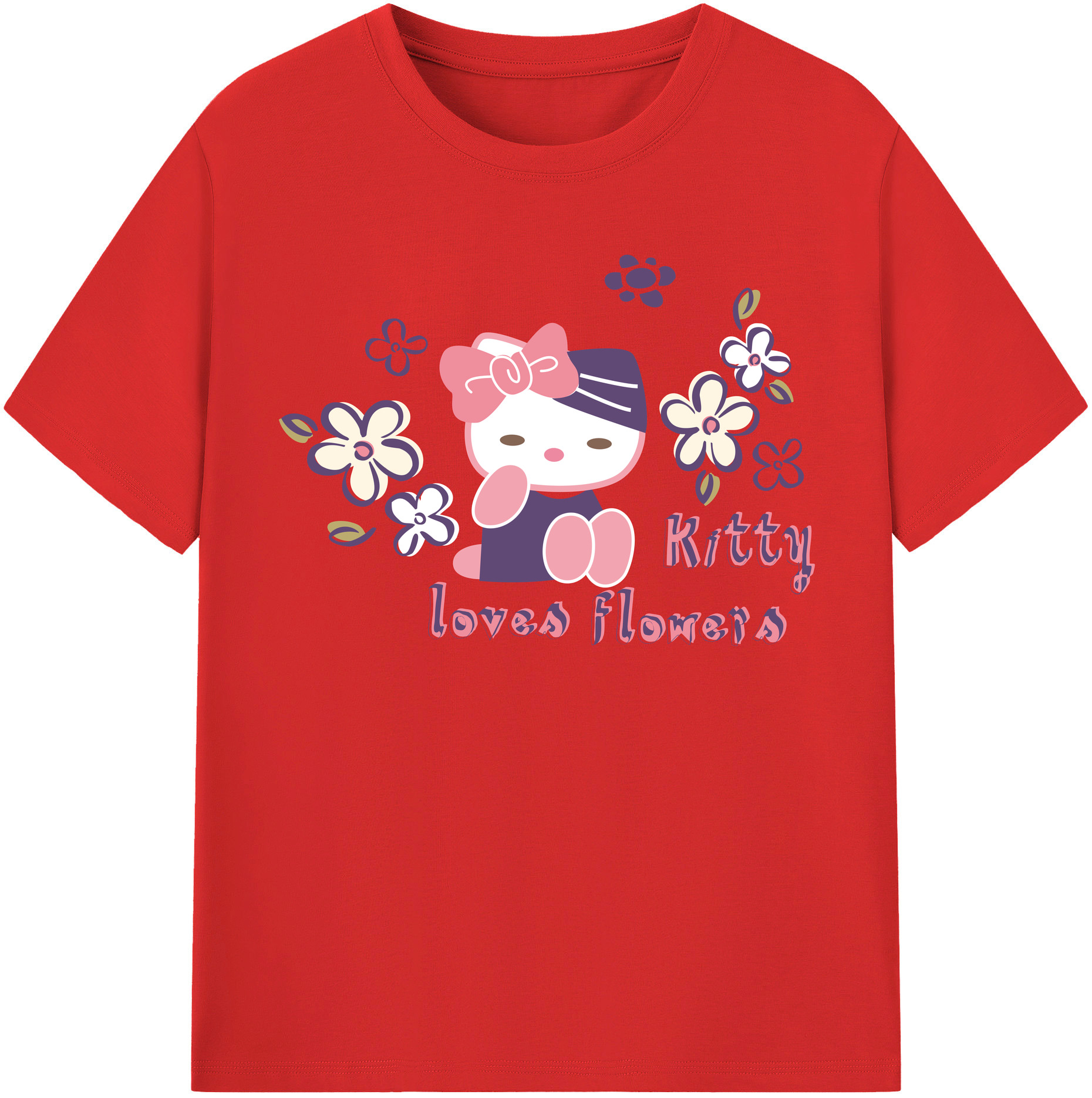（画像用） Hello Kitty ハローキティ レディースカジュアルプリントTシャツ（綿100％）