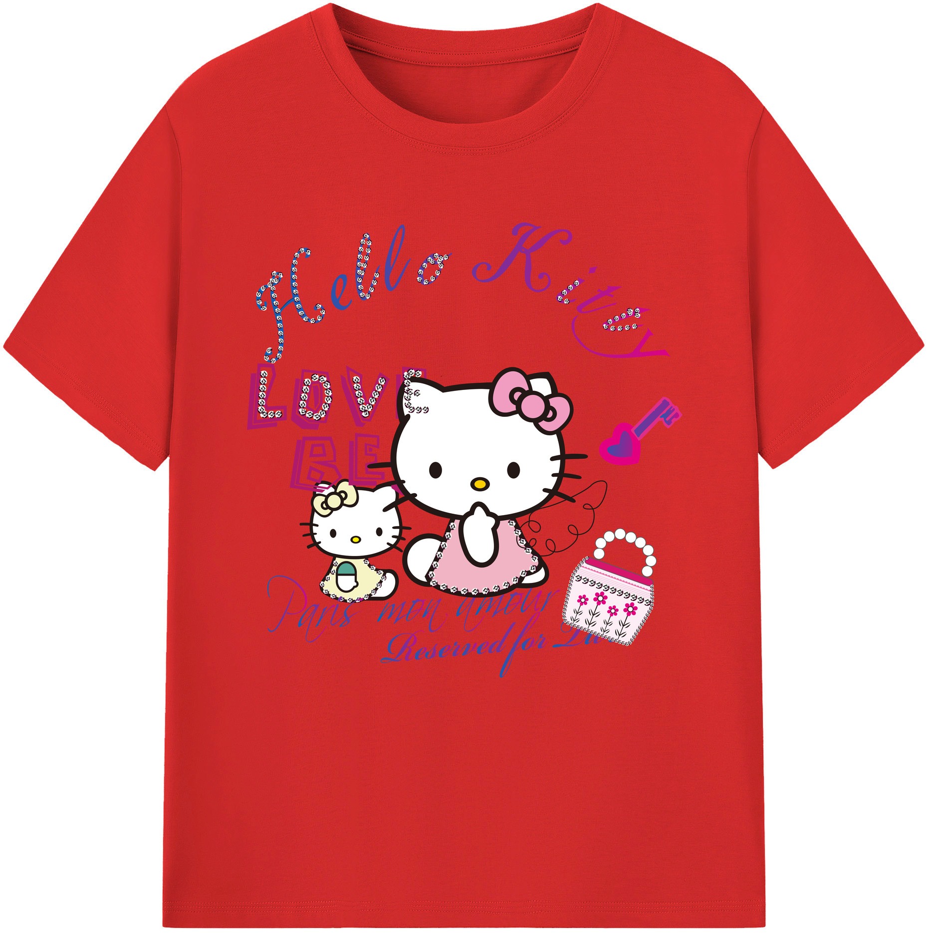 （画像用） Hello Kitty ハローキティ レディースカジュアルプリントTシャツ（綿100％）
