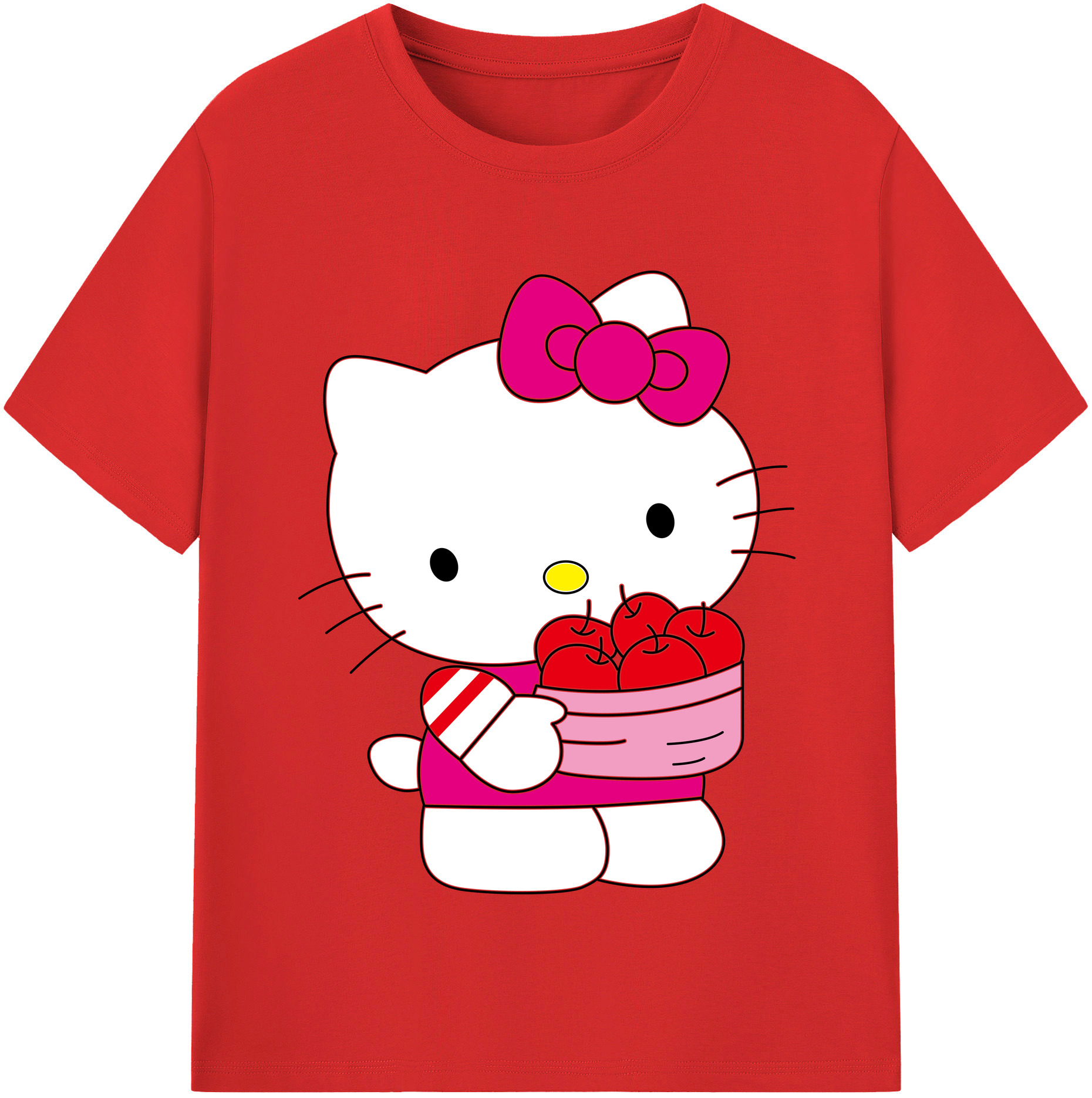 （画像用） Hello Kitty ハローキティ レディースカジュアルプリントTシャツ（綿100％）