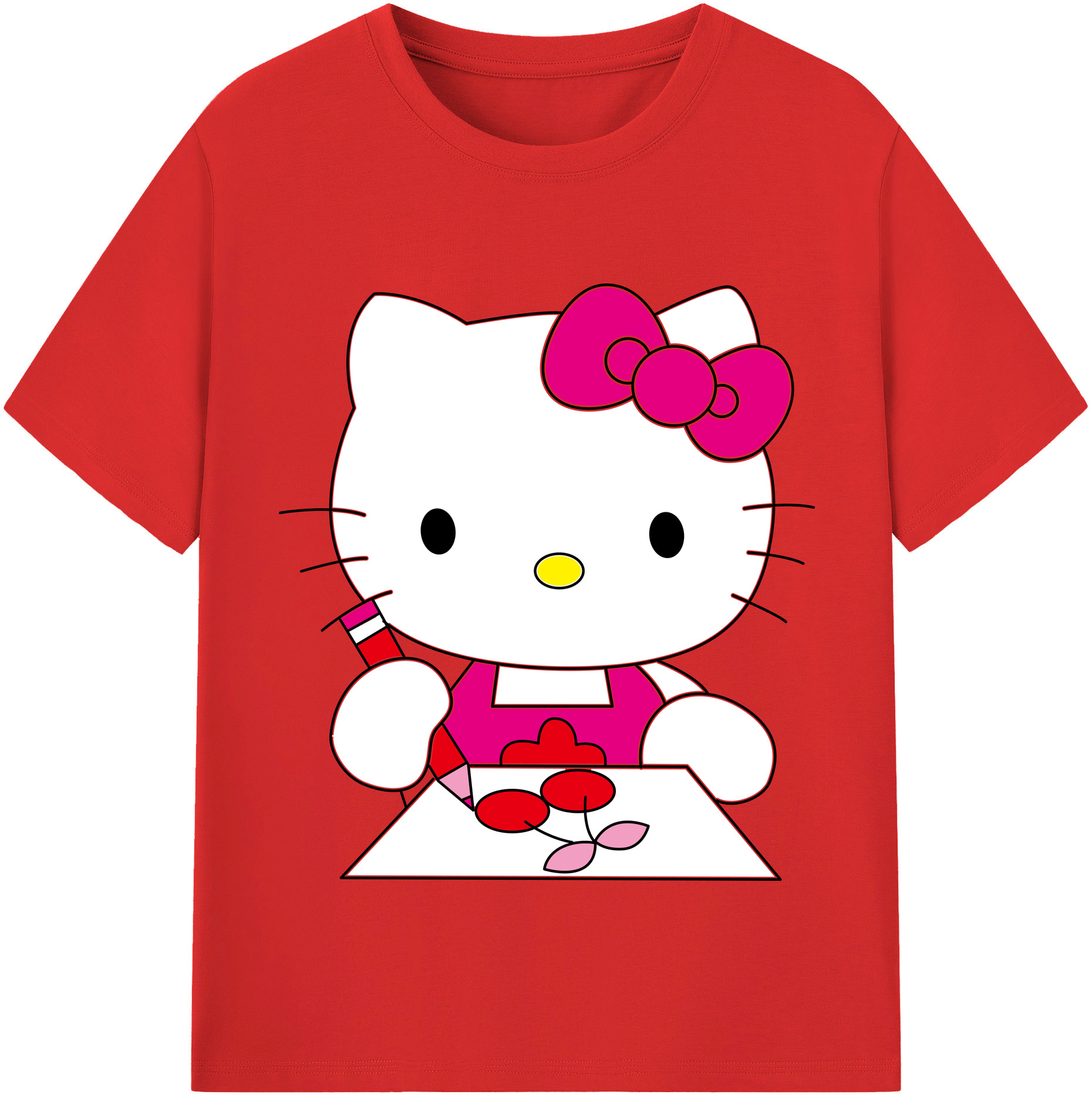（画像用） Hello Kitty ハローキティ レディースカジュアルプリントTシャツ（綿100％）