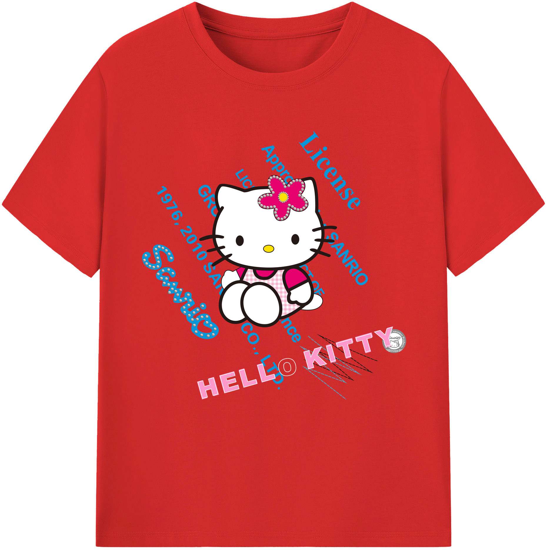 （画像用） Hello Kitty ハローキティ レディースカジュアルプリントTシャツ（綿100％）