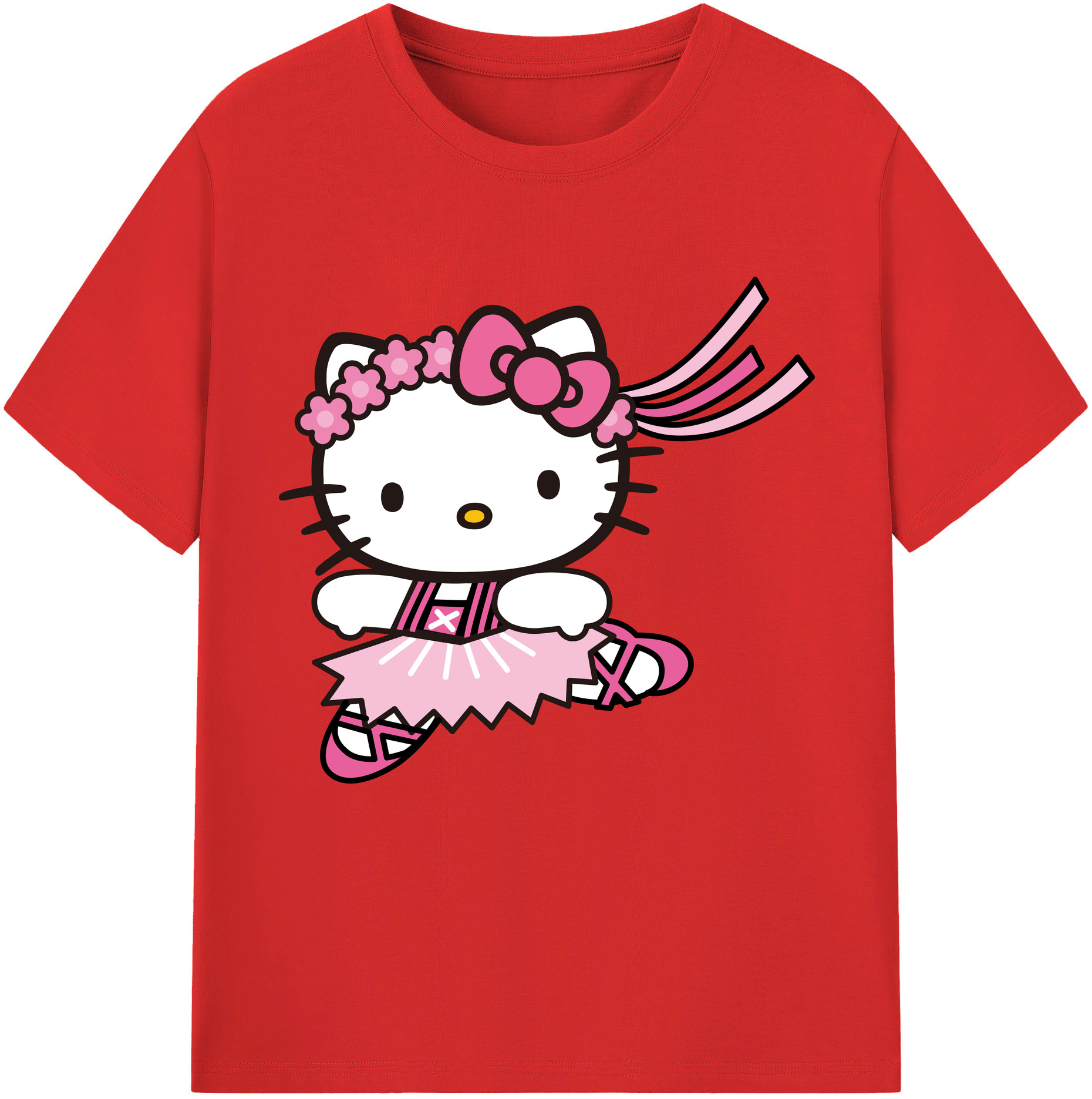 （画像用） Hello Kitty ハローキティ レディースカジュアルプリントTシャツ（綿100％）