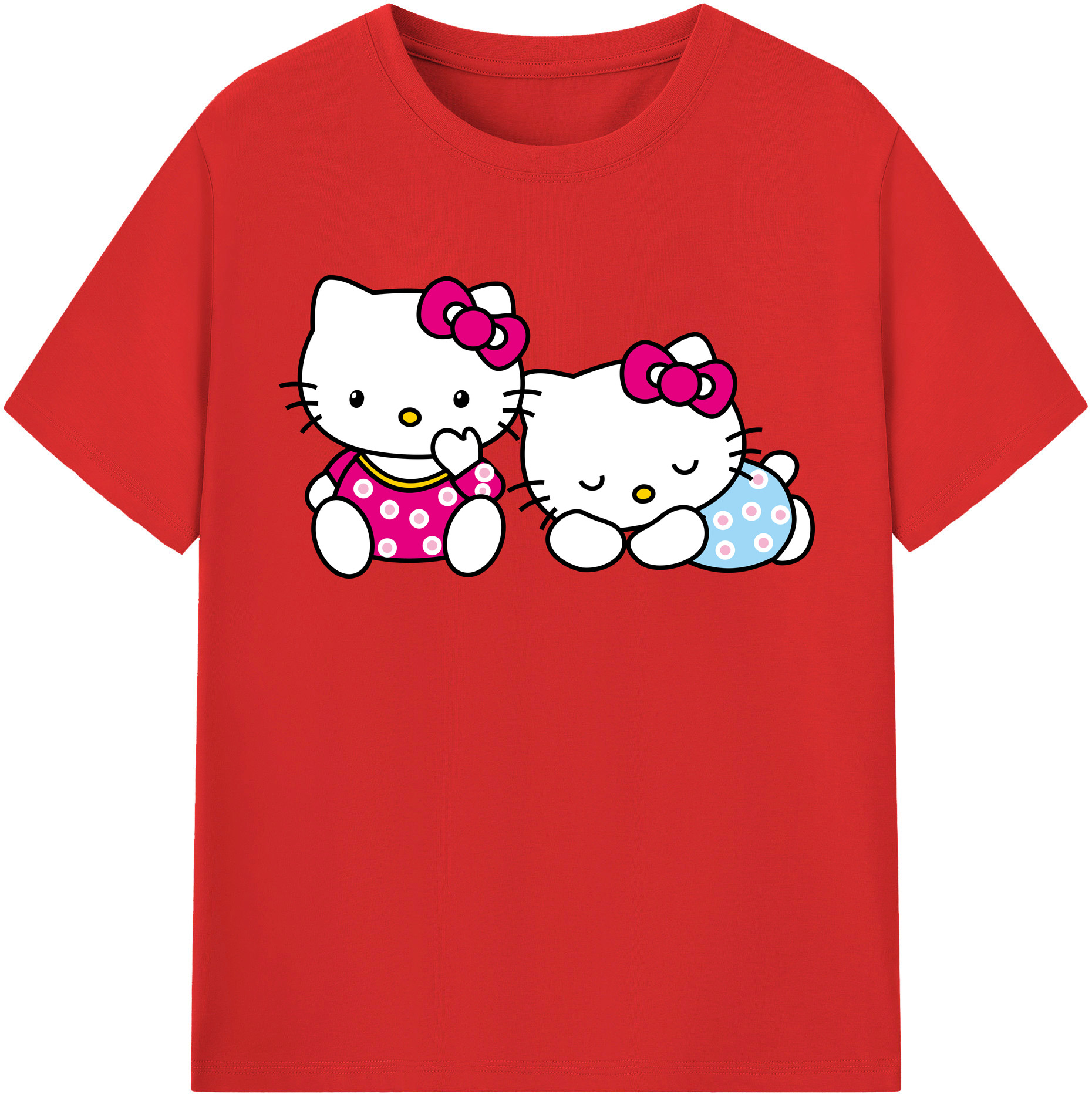 （画像用） Hello Kitty ハローキティ レディースカジュアルプリントTシャツ（綿100％）