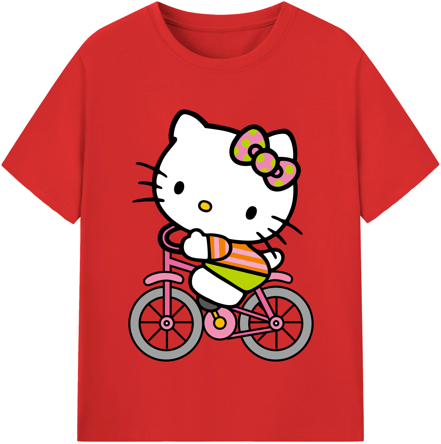 （画像用） Hello Kitty ハローキティ レディースカジュアルプリントTシャツ（綿100％）