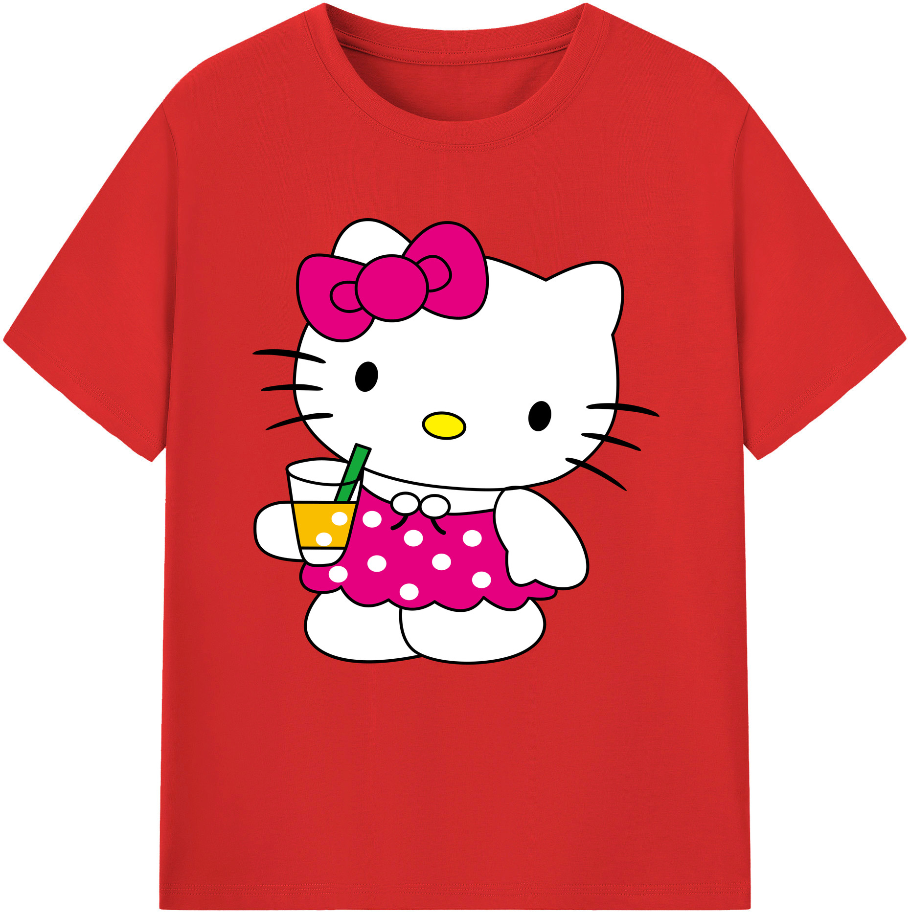 （画像用） Hello Kitty ハローキティ レディースカジュアルプリントTシャツ（綿100％）