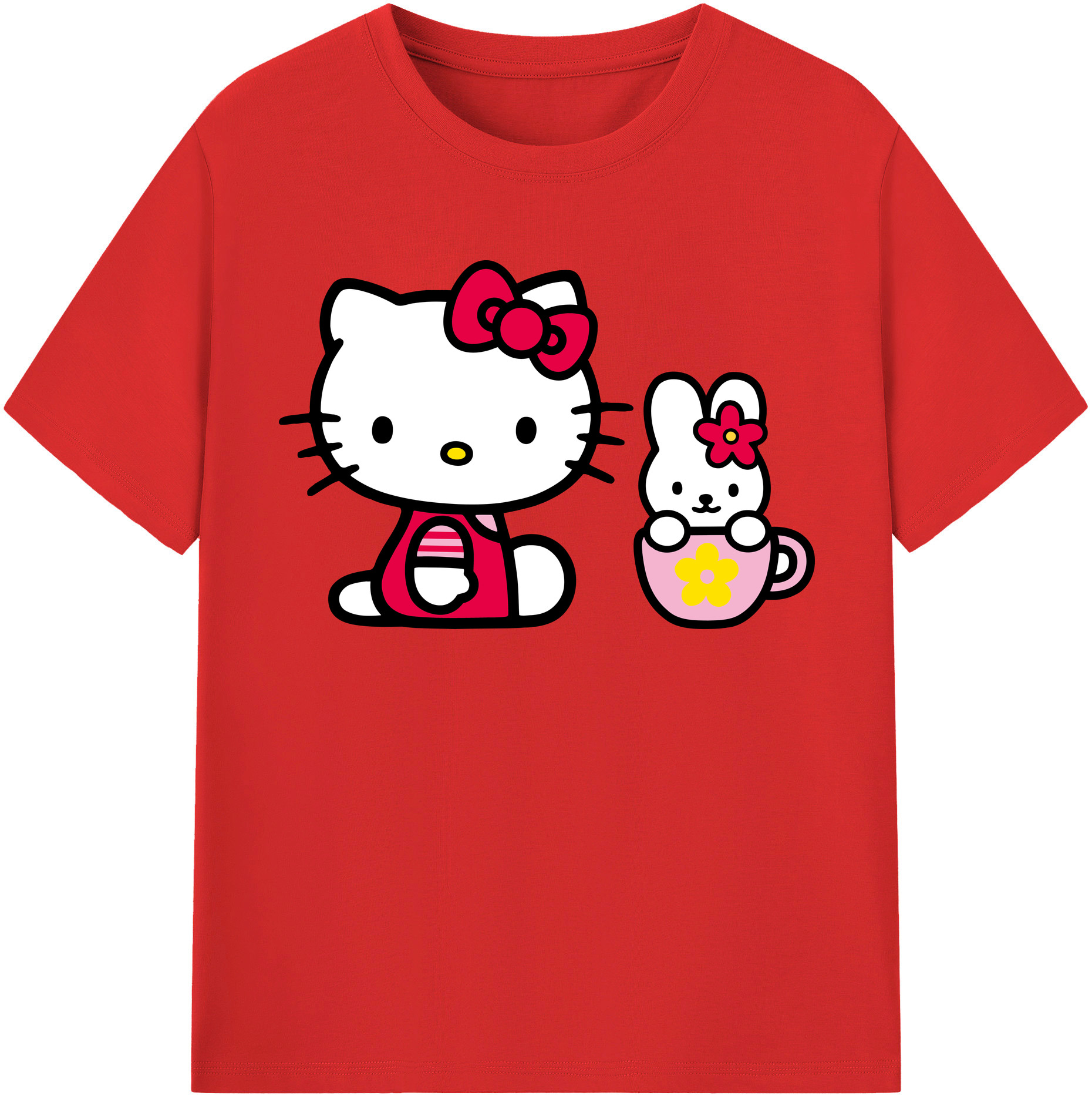 （画像用） Hello Kitty ハローキティ レディースカジュアルプリントTシャツ（綿100％）