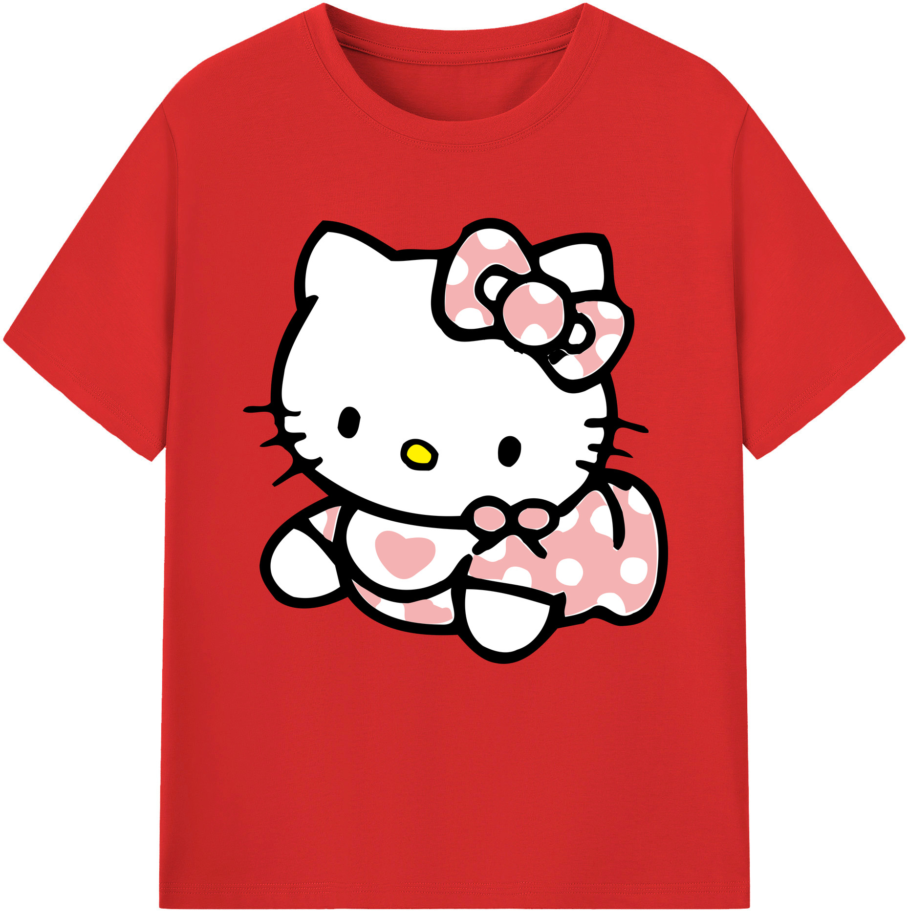 （画像用） Hello Kitty ハローキティ レディースカジュアルプリントTシャツ（綿100％）