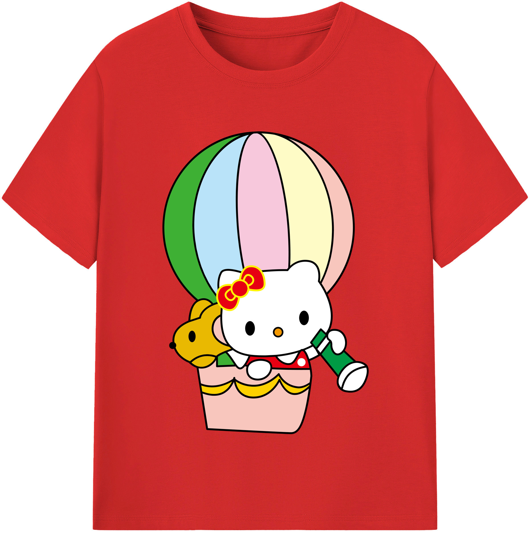 （画像用） Hello Kitty ハローキティ レディースカジュアルプリントTシャツ（綿100％）