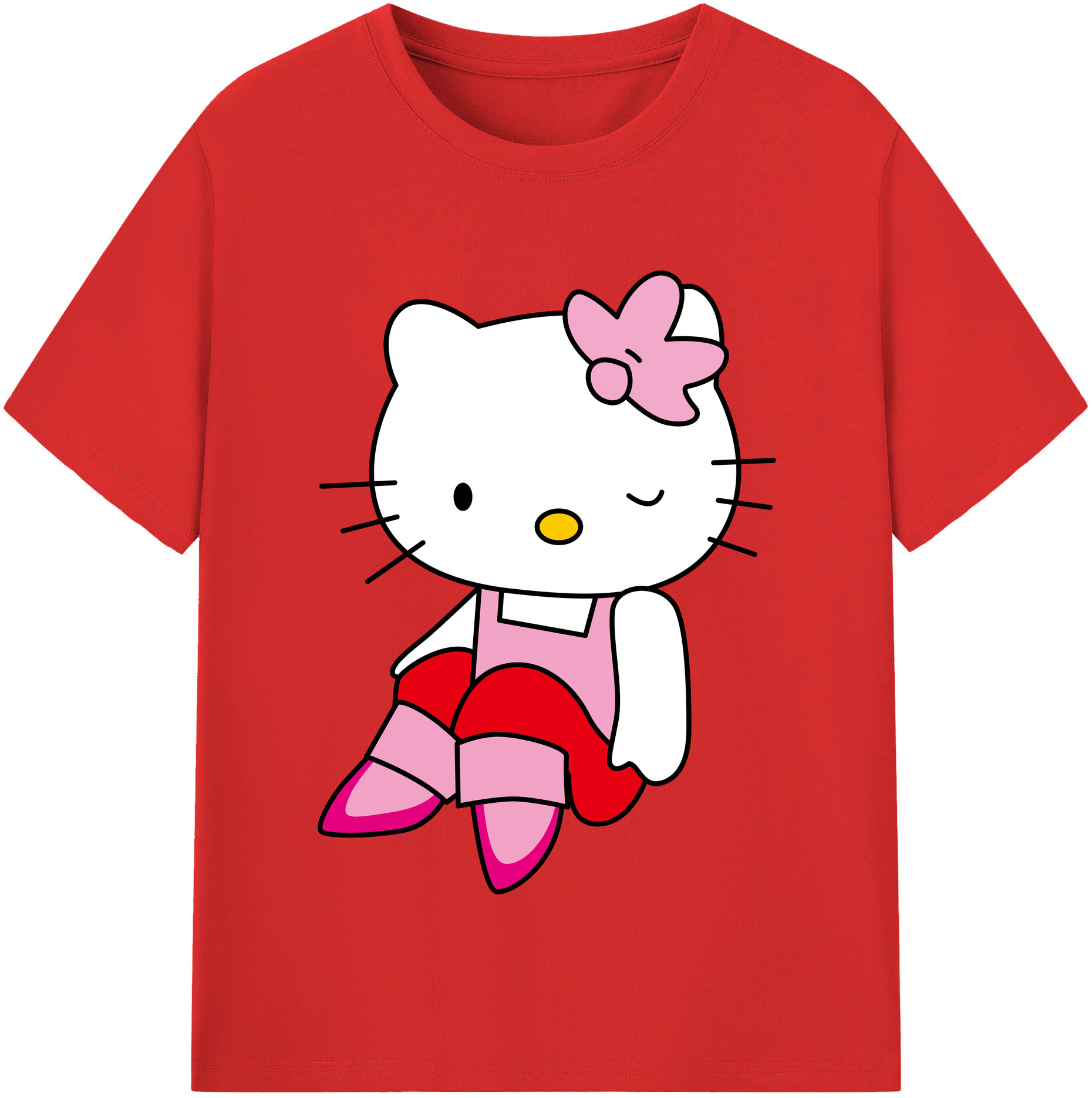 （画像用） Hello Kitty ハローキティ レディースカジュアルプリントTシャツ（綿100％）