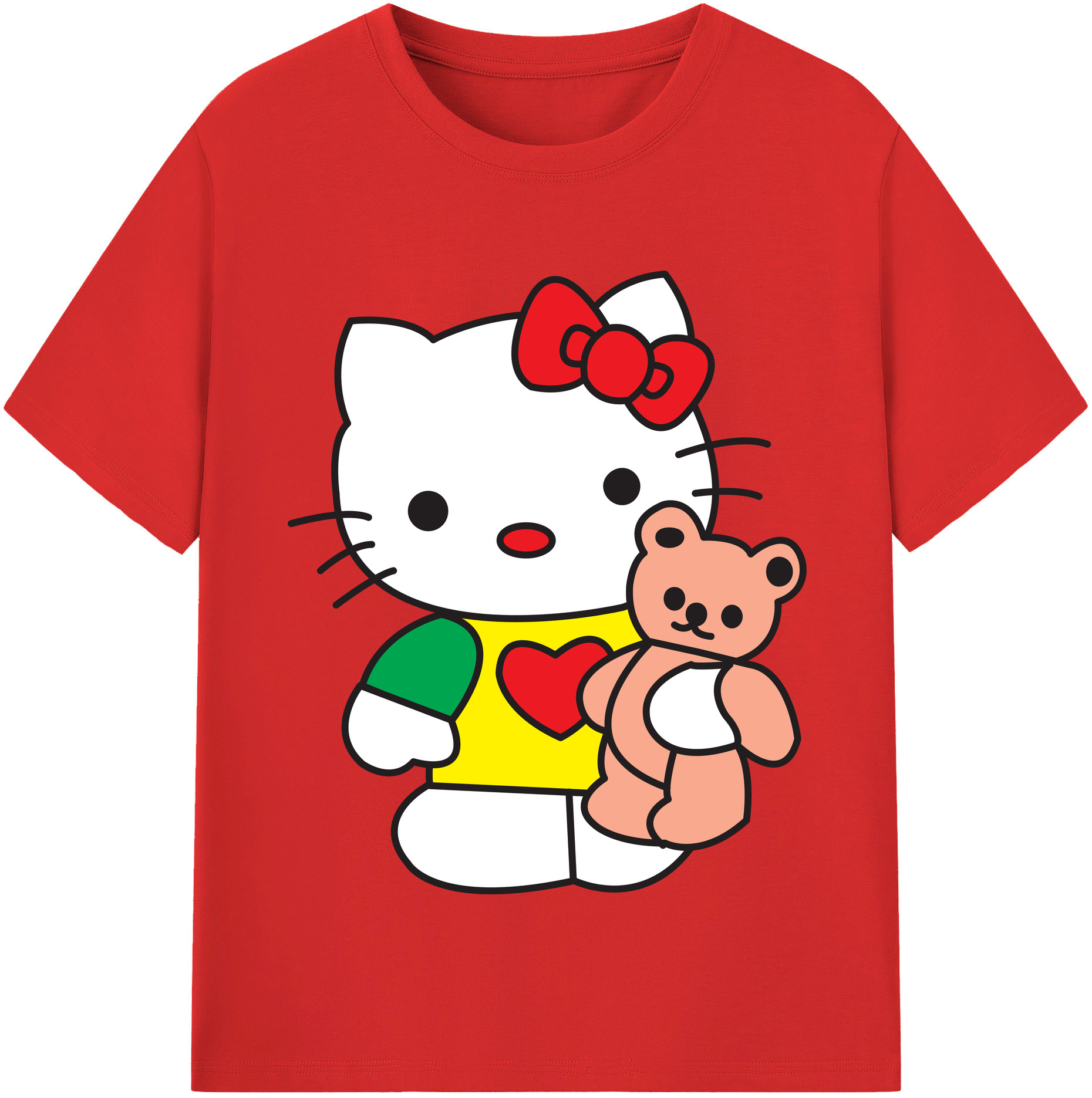 （画像用） Hello Kitty ハローキティ レディースカジュアルプリントTシャツ（綿100％）