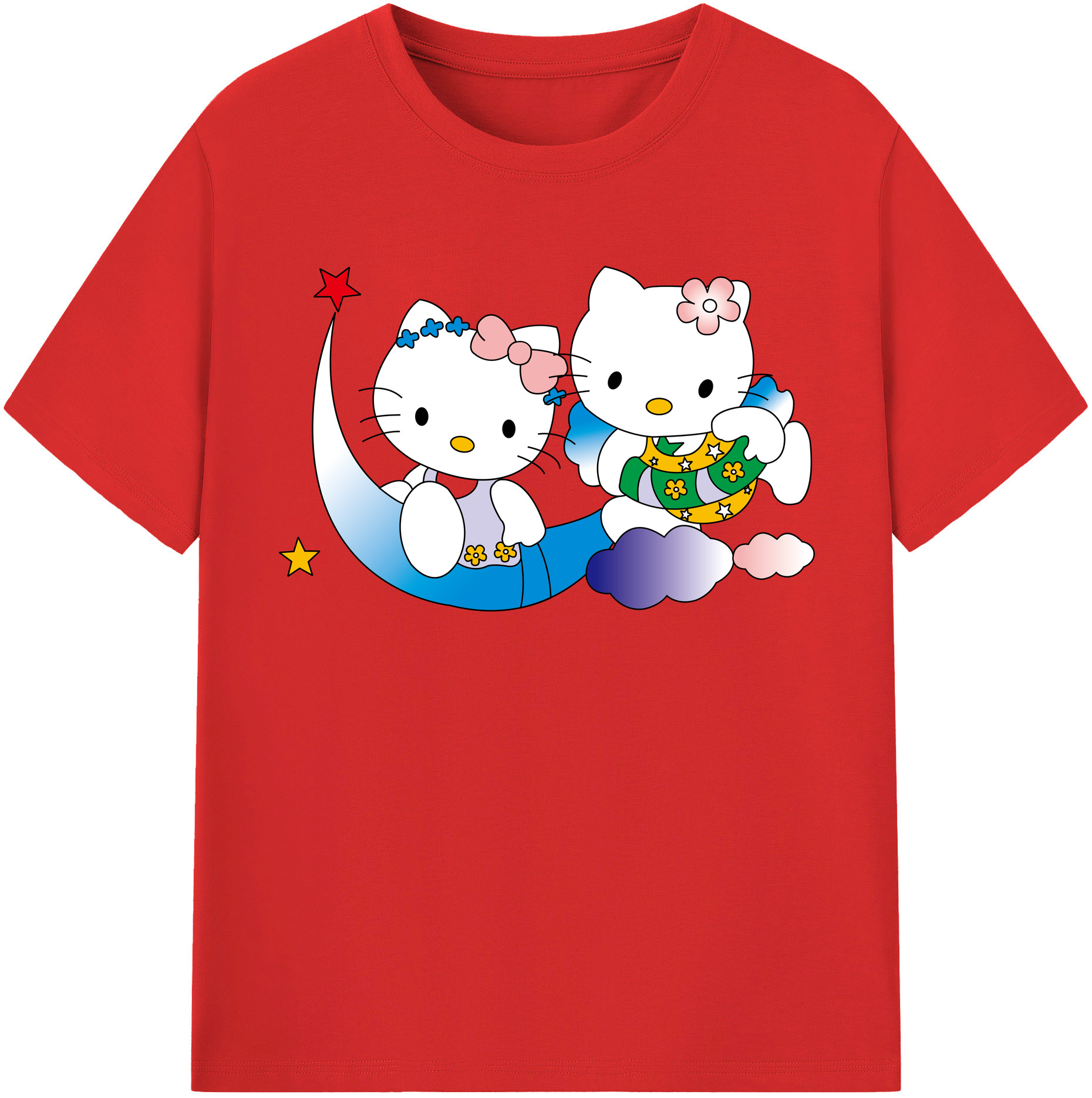 （画像用） Hello Kitty ハローキティ レディースカジュアルプリントTシャツ（綿100％）
