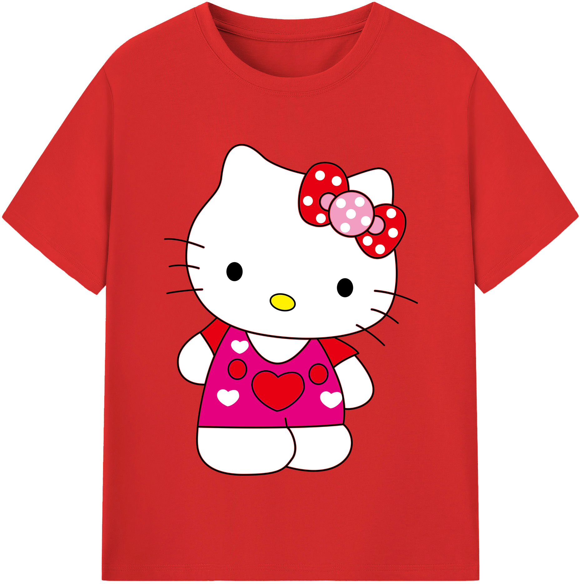 （画像用） Hello Kitty ハローキティ レディースカジュアルプリントTシャツ（綿100％）