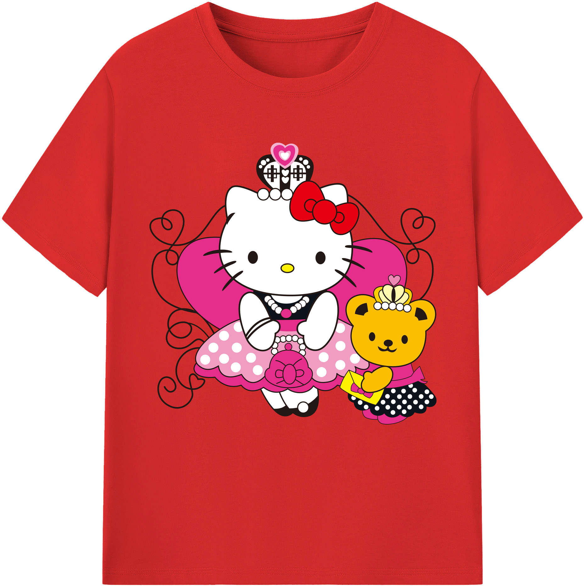 （画像用） Hello Kitty ハローキティ レディースカジュアルプリントTシャツ（綿100％）