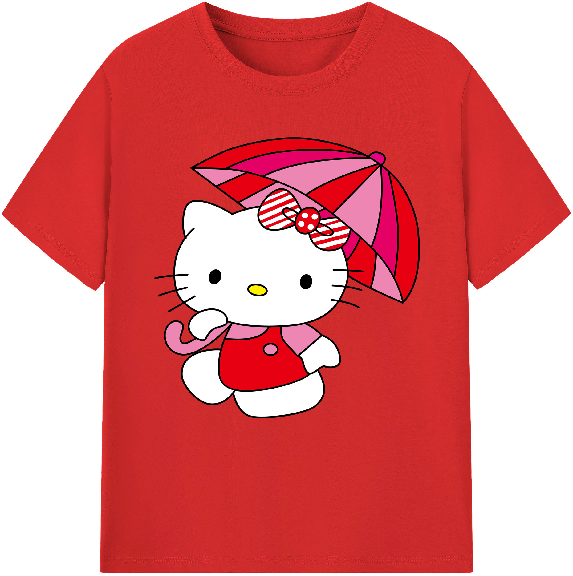 （画像用） Hello Kitty ハローキティ レディースカジュアルプリントTシャツ（綿100％）
