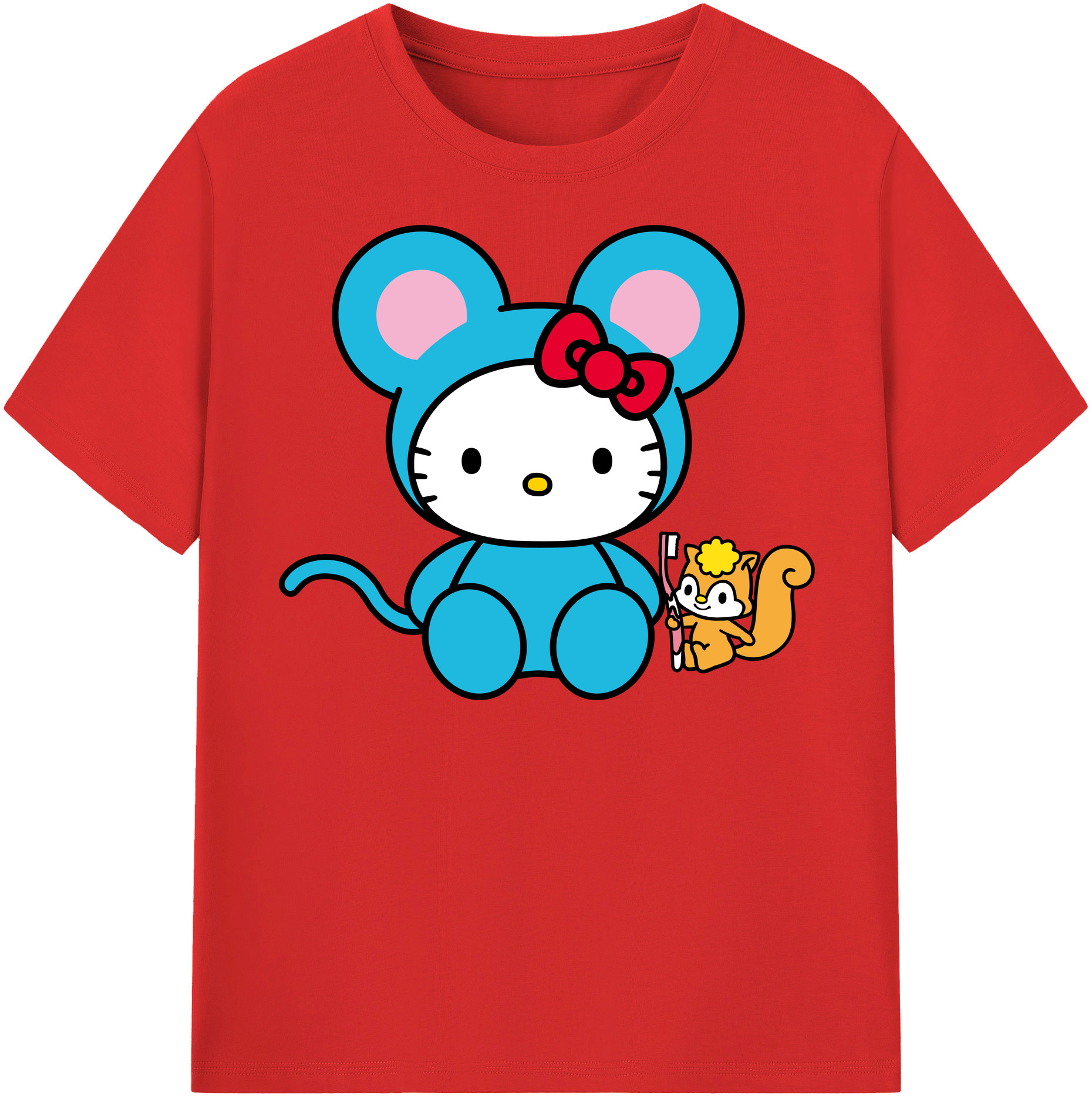 （画像用） Hello Kitty ハローキティ レディースカジュアルプリントTシャツ（綿100％）