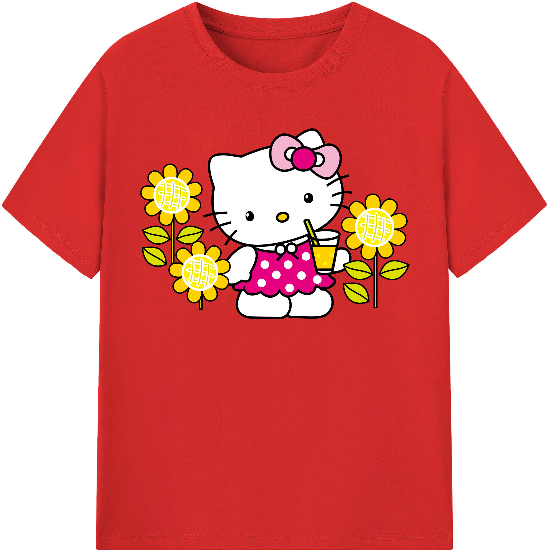（画像用） Hello Kitty ハローキティ レディースカジュアルプリントTシャツ（綿100％）