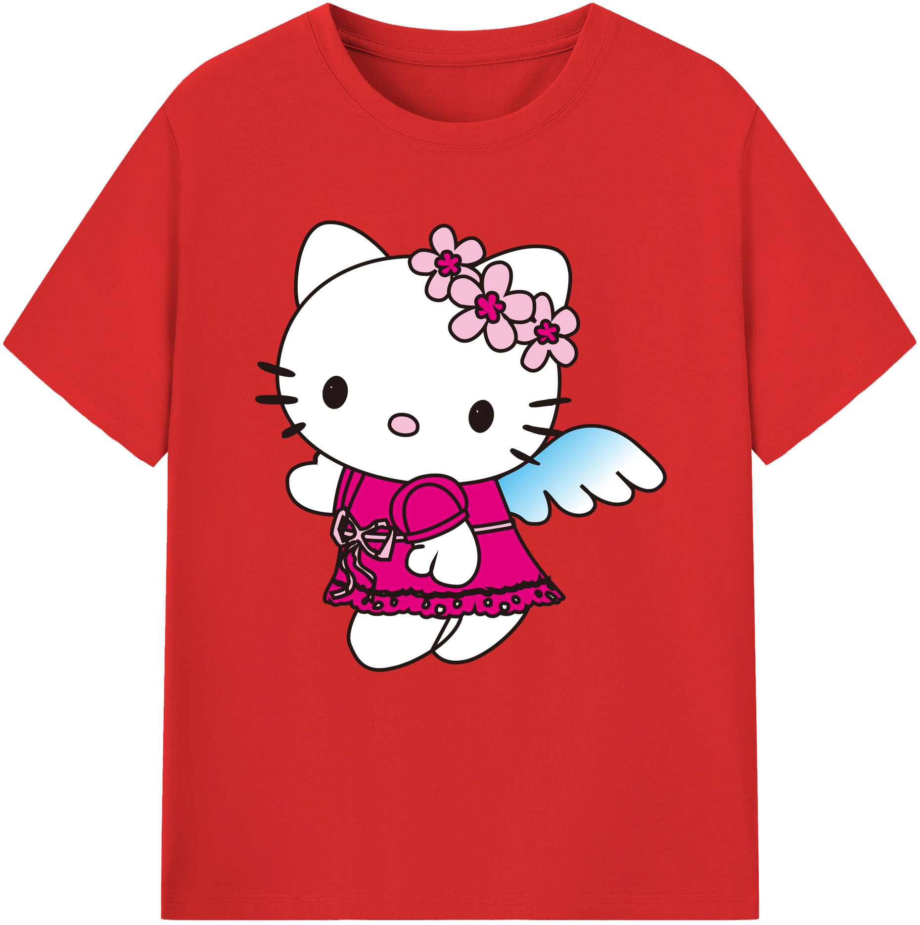 （画像用） Hello Kitty ハローキティ レディースカジュアルプリントTシャツ（綿100％）