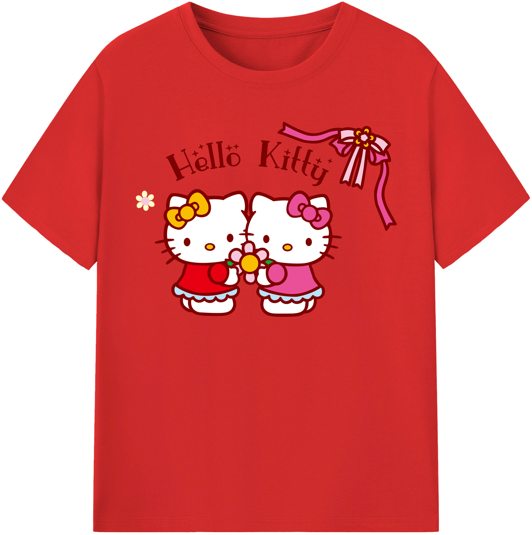 （画像用） Hello Kitty ハローキティ レディースカジュアルプリントTシャツ（綿100％）