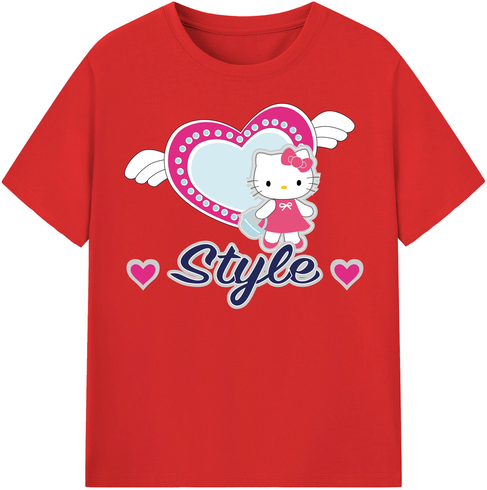 （画像用） Hello Kitty ハローキティ レディースカジュアルプリントTシャツ（綿100％）