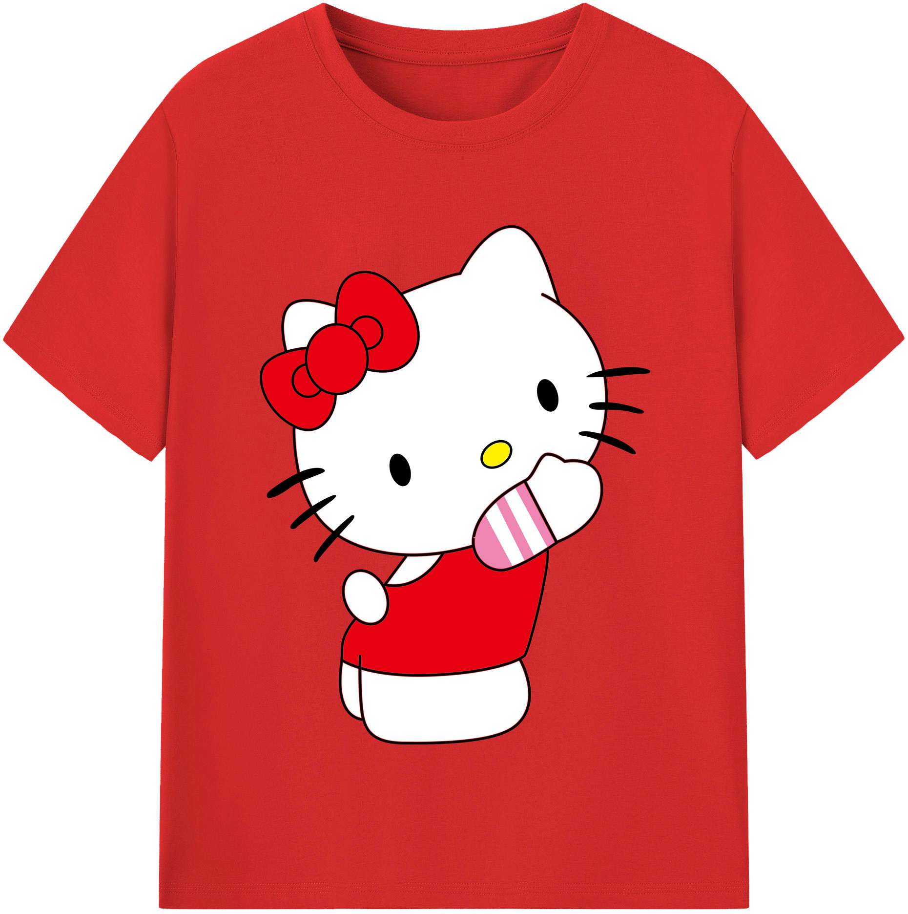 （画像用） Hello Kitty ハローキティ レディースカジュアルプリントTシャツ（綿100％）