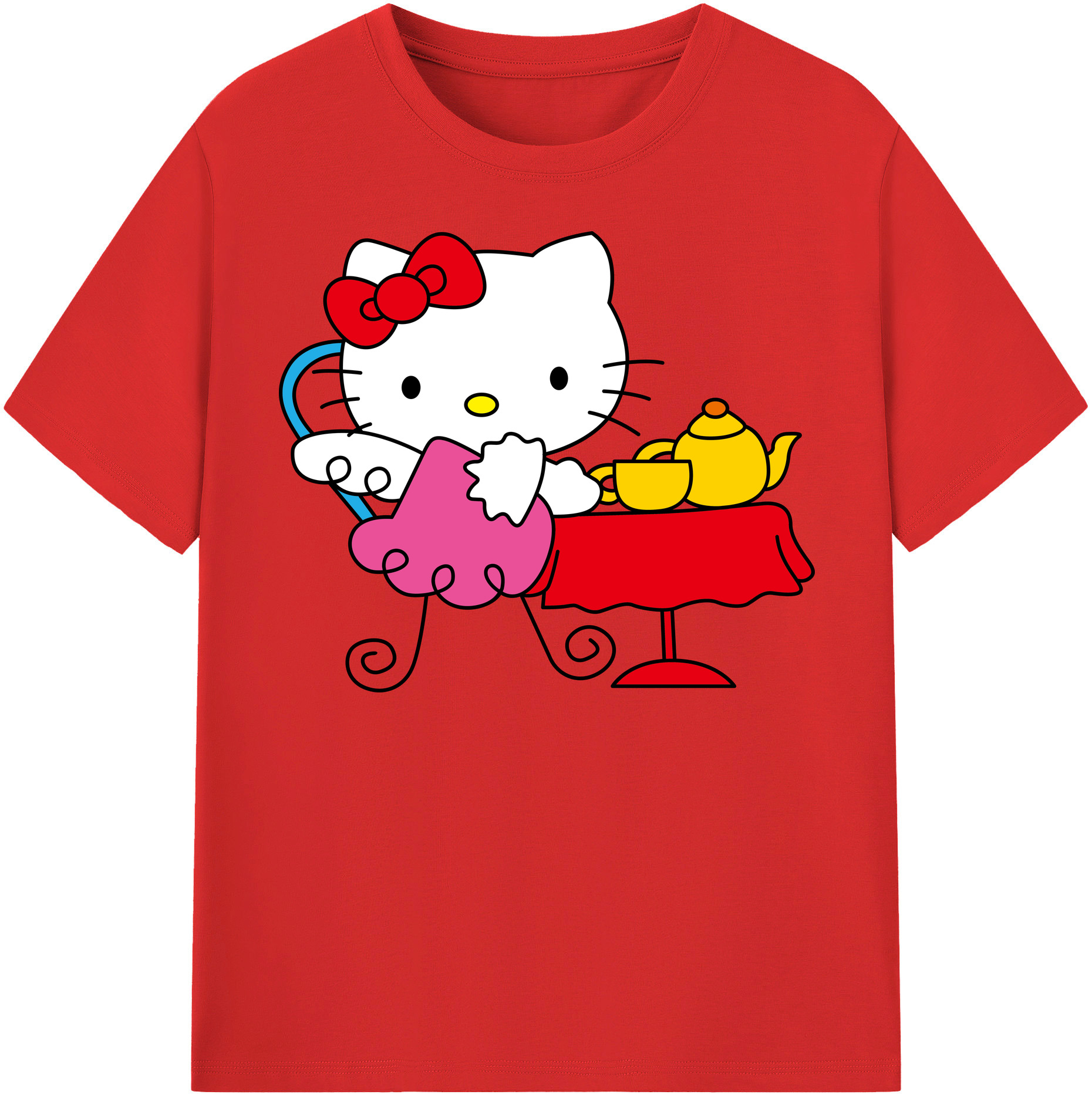 （画像用） Hello Kitty ハローキティ レディースカジュアルプリントTシャツ（綿100％）