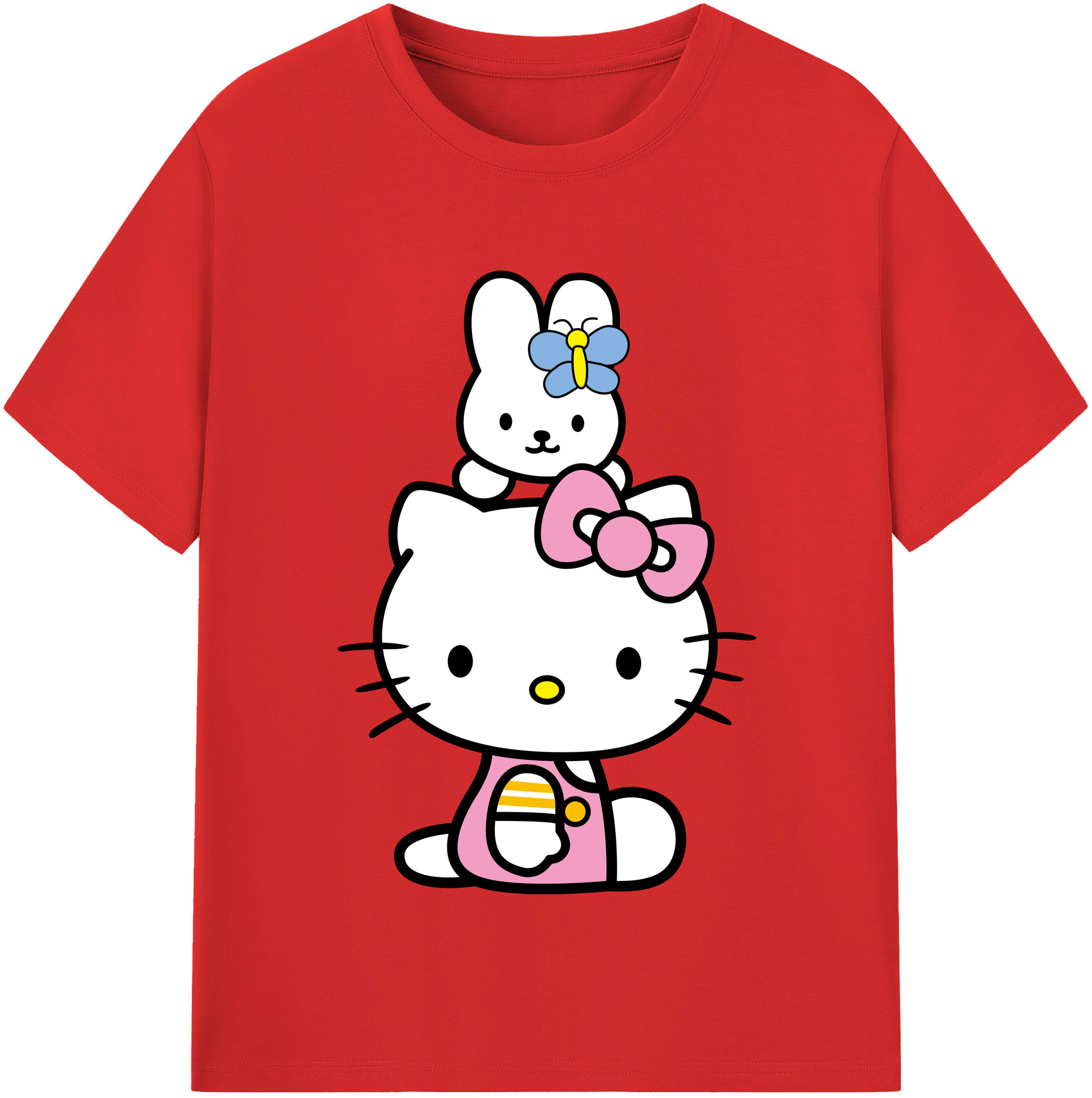 （画像用） Hello Kitty ハローキティ レディースカジュアルプリントTシャツ（綿100％）