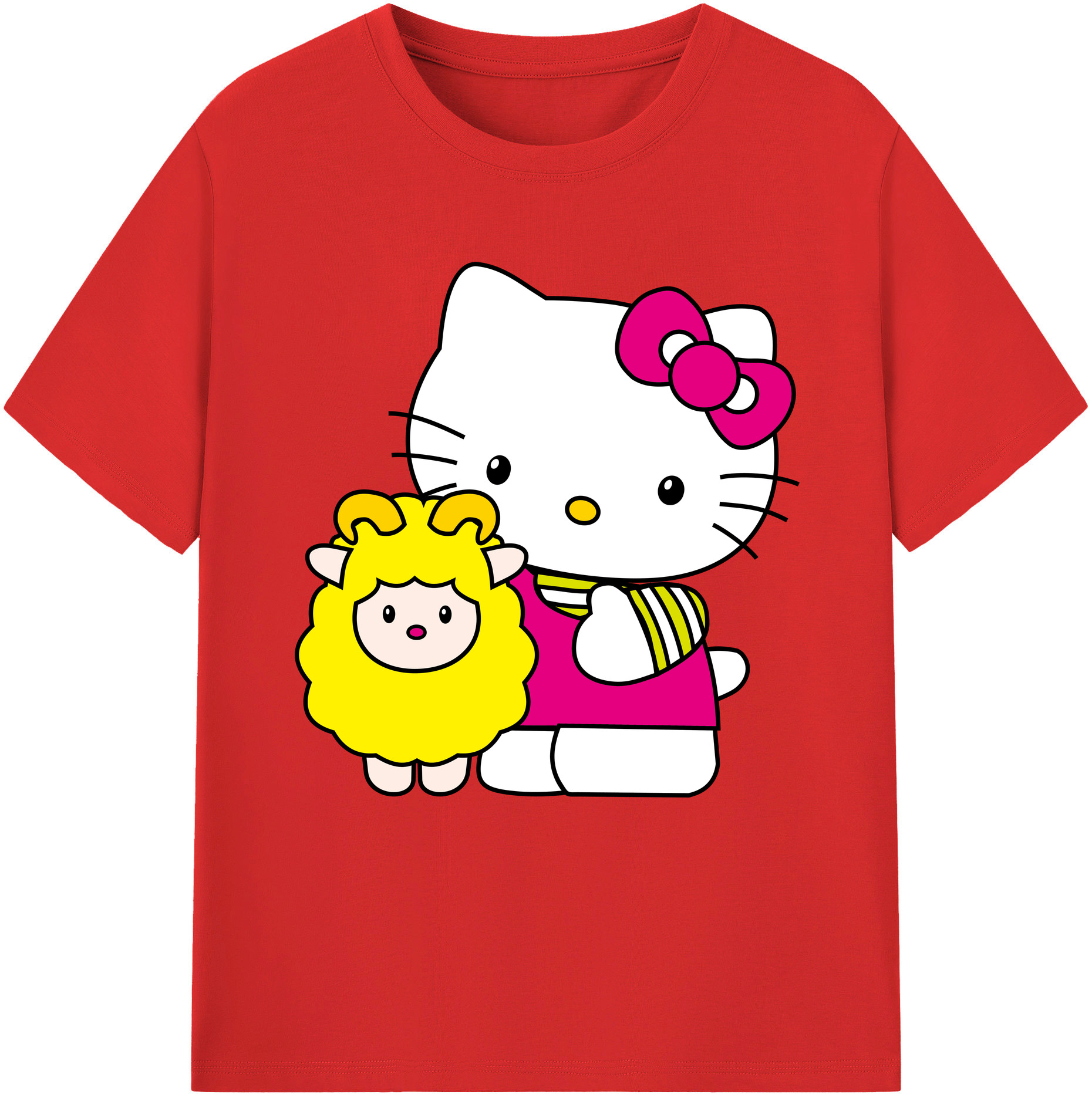 （画像用） Hello Kitty ハローキティ レディースカジュアルプリントTシャツ（綿100％）