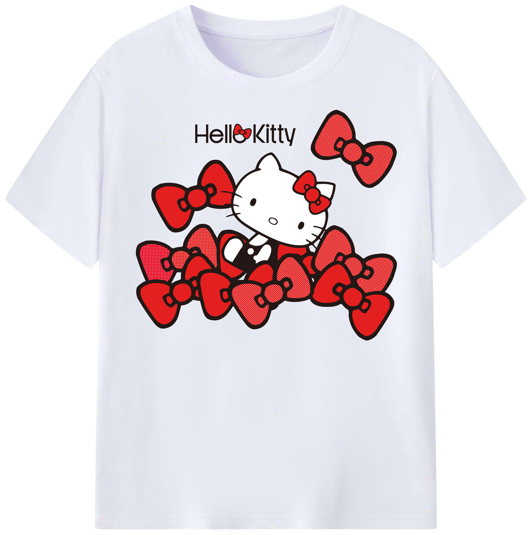 （画像用） Hello Kitty ハローキティ レディースカジュアルプリントTシャツ（綿100％）