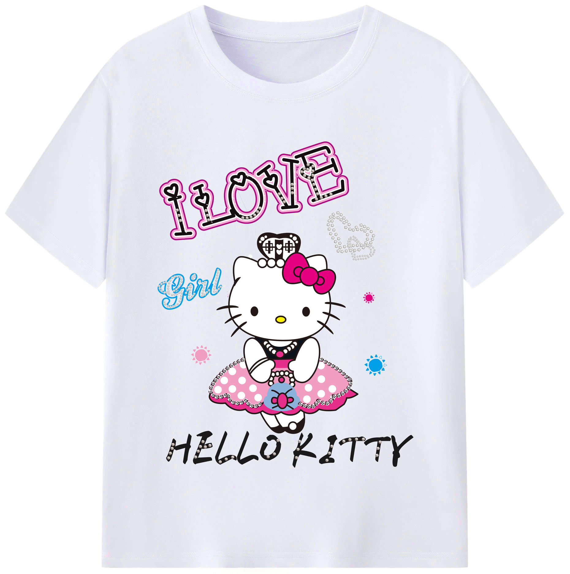 （画像用） Hello Kitty ハローキティ レディースカジュアルプリントTシャツ（綿100％）