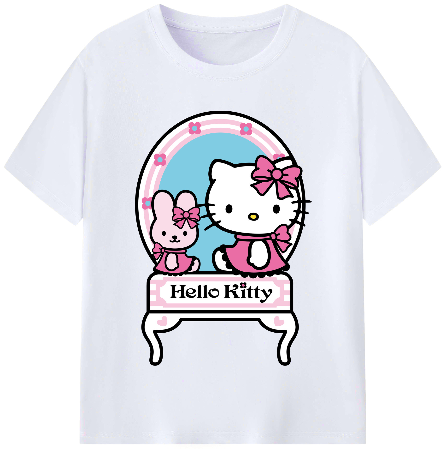 （画像用） Hello Kitty ハローキティ レディースカジュアルプリントTシャツ（綿100％）