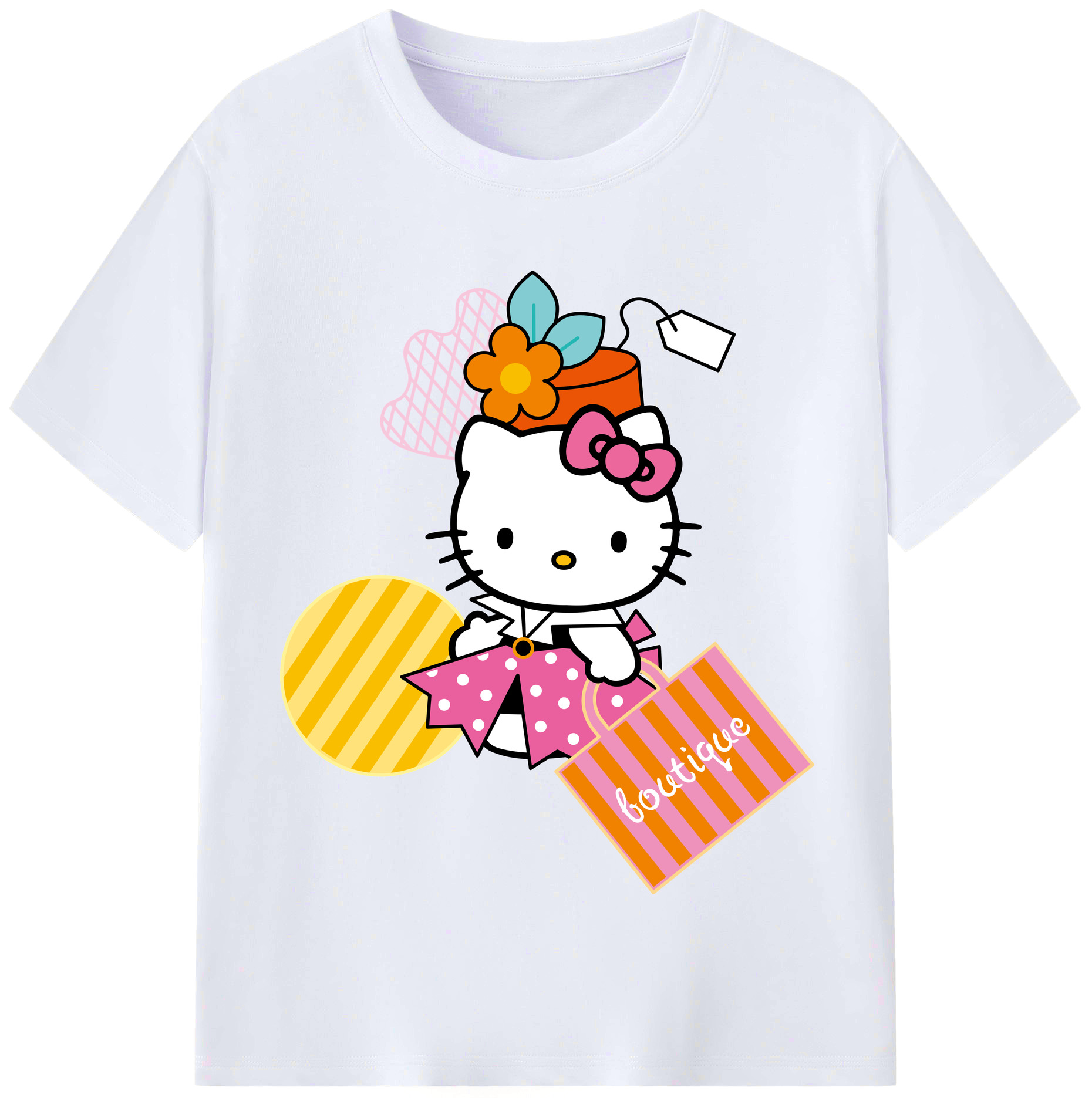 （画像用） Hello Kitty ハローキティ レディースカジュアルプリントTシャツ（綿100％）