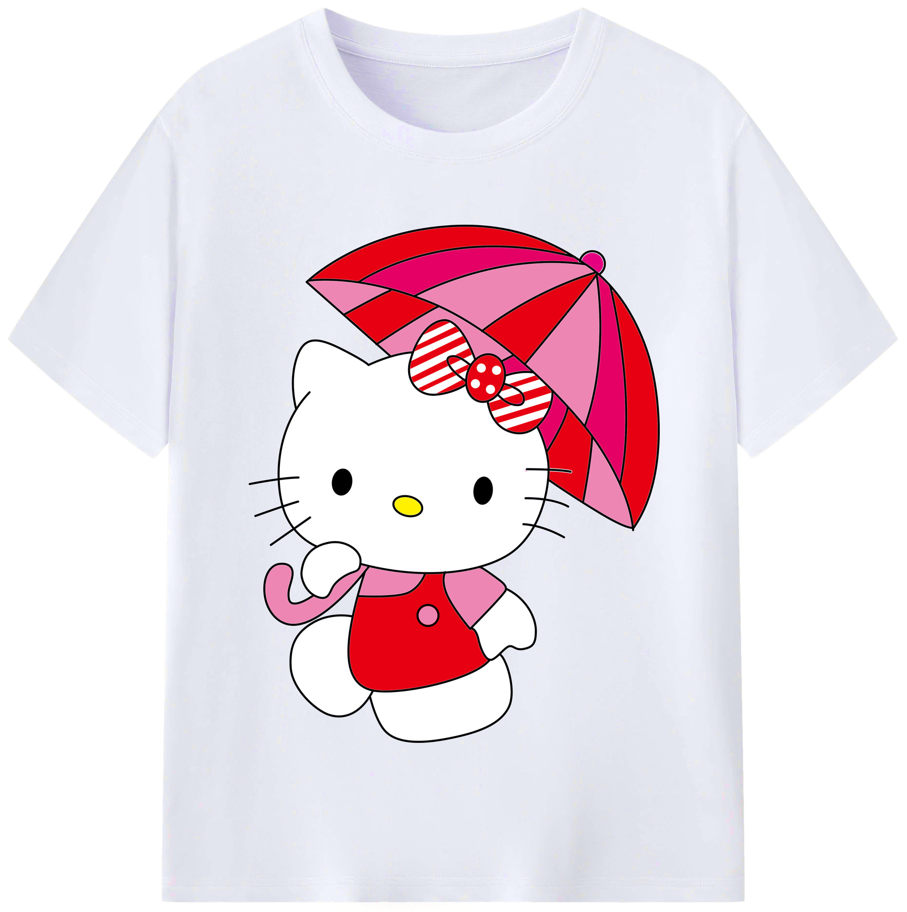 （画像用） Hello Kitty ハローキティ レディースカジュアルプリントTシャツ（綿100％）