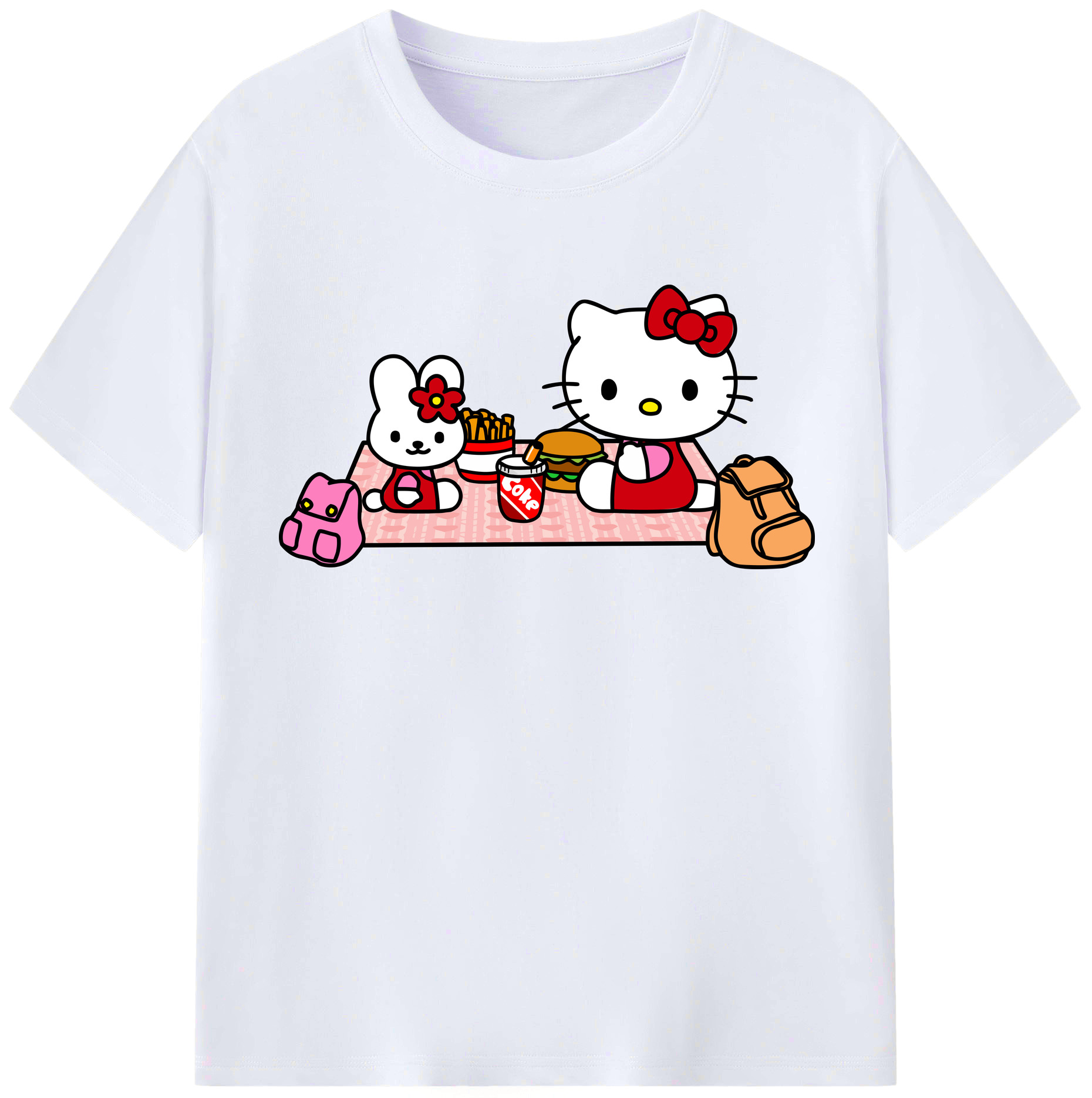 （画像用） Hello Kitty ハローキティ レディースカジュアルプリントTシャツ（綿100％）