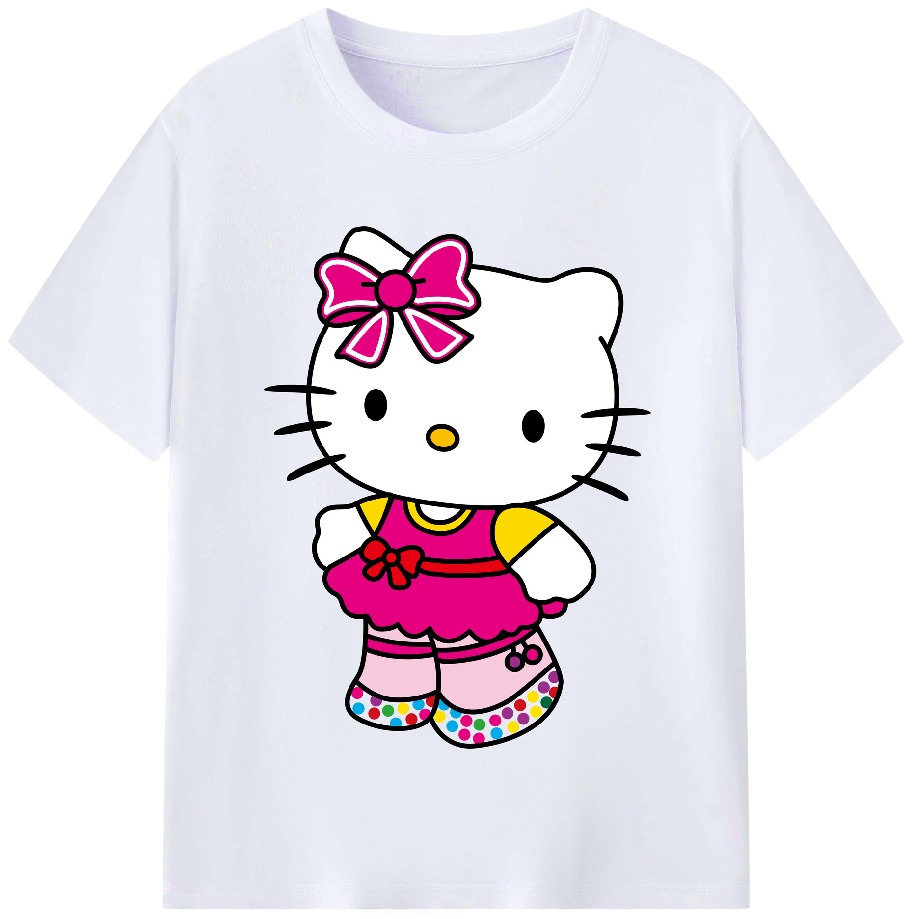 （画像用） Hello Kitty ハローキティ レディースカジュアルプリントTシャツ（綿100％）