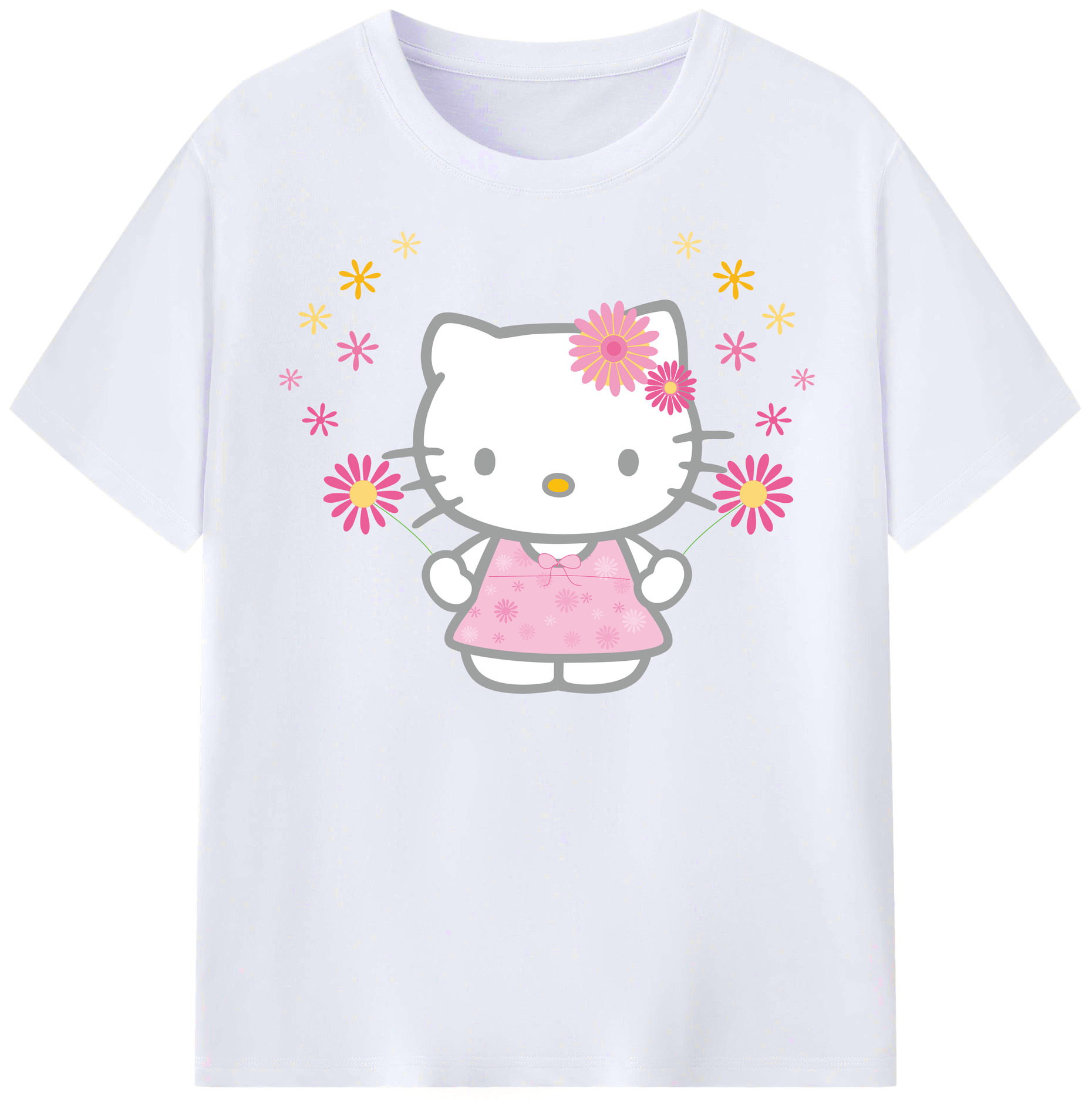 （画像用） Hello Kitty ハローキティ レディースカジュアルプリントTシャツ（綿100％）