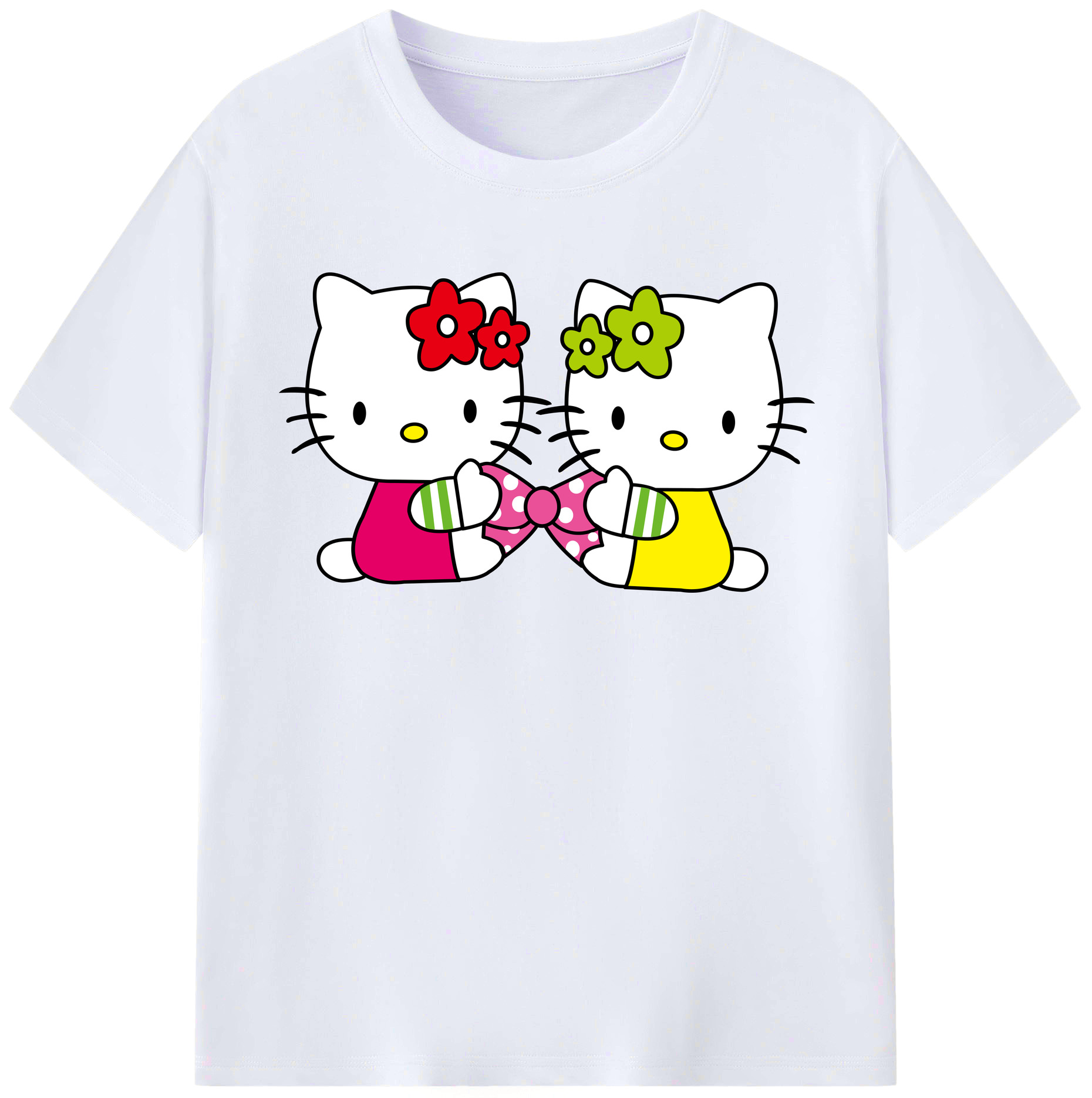 （画像用） Hello Kitty ハローキティ レディースカジュアルプリントTシャツ（綿100％）