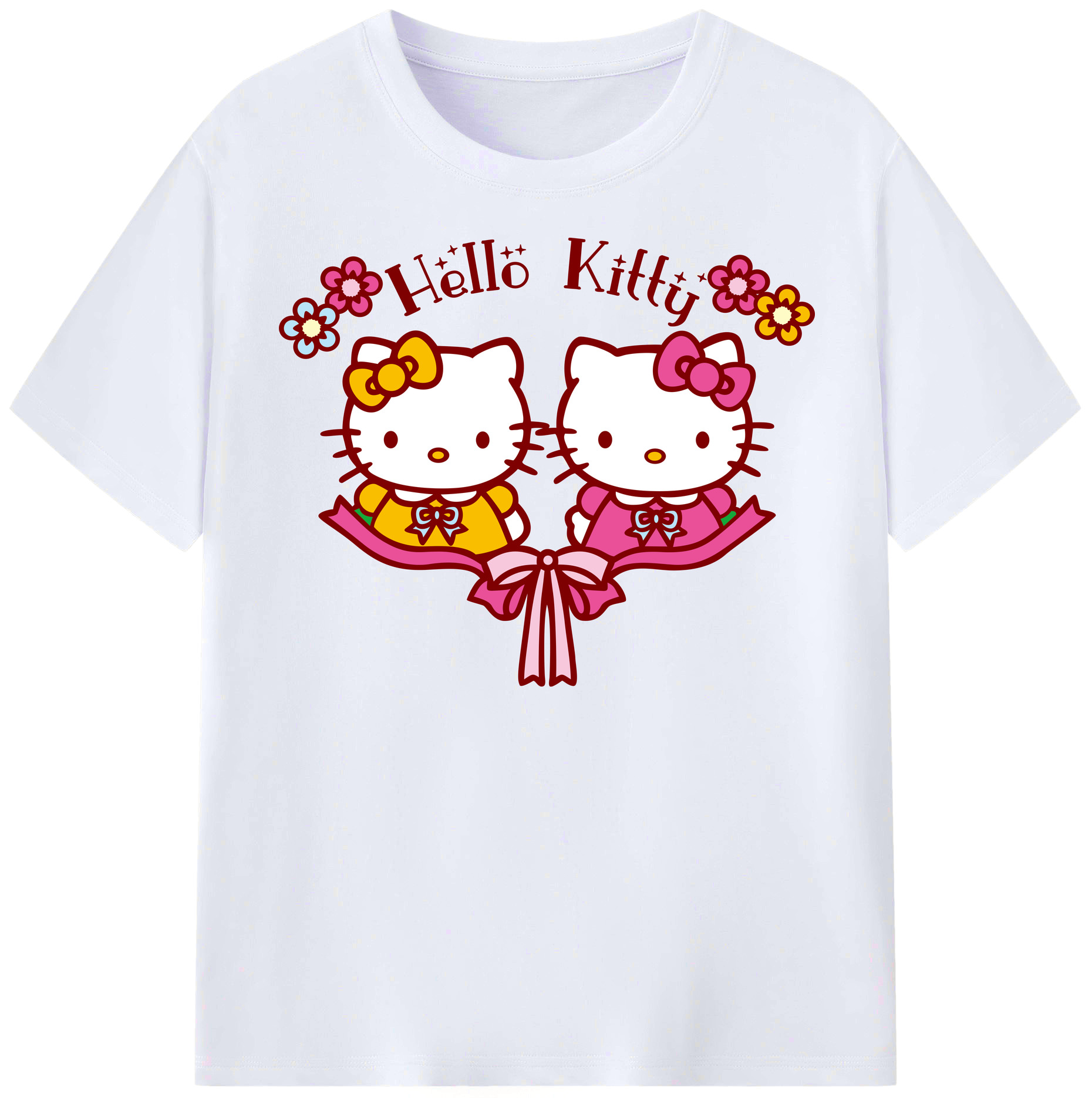 （画像用） Hello Kitty ハローキティ レディースカジュアルプリントTシャツ（綿100％）