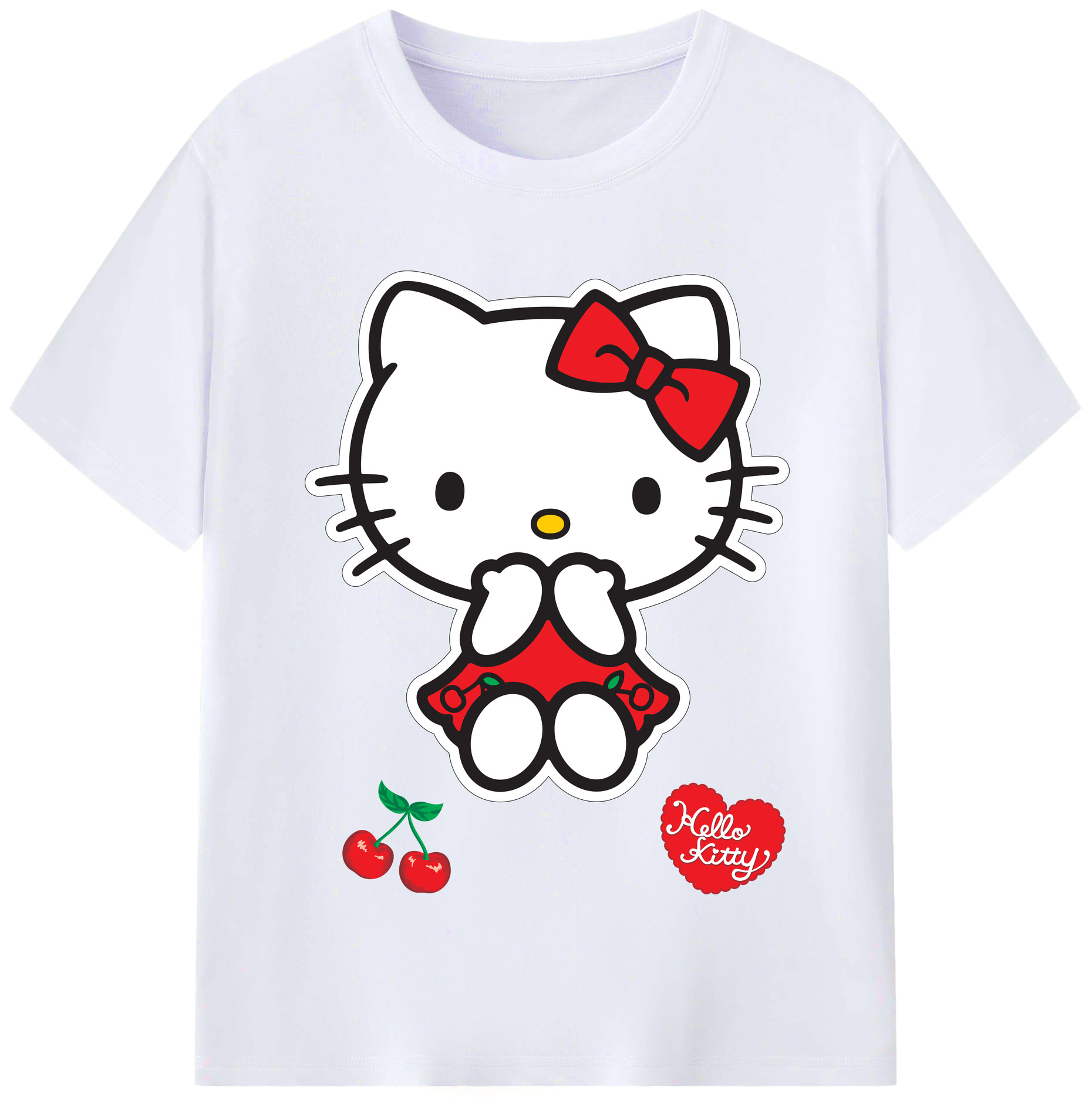 （画像用） Hello Kitty ハローキティ レディースカジュアルプリントTシャツ（綿100％）