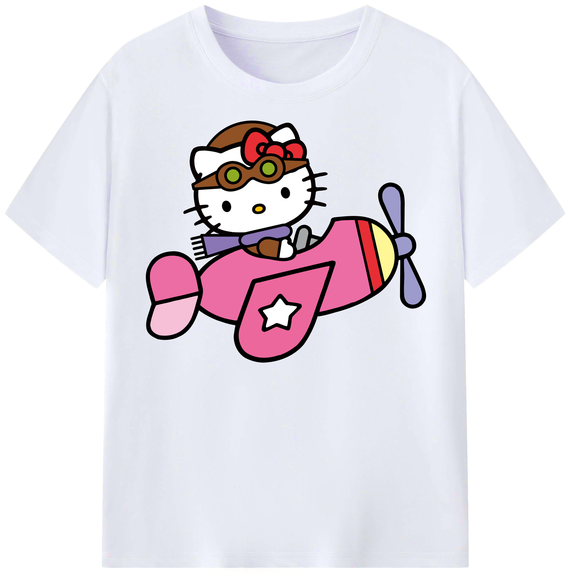 （画像用） Hello Kitty ハローキティ レディースカジュアルプリントTシャツ（綿100％）