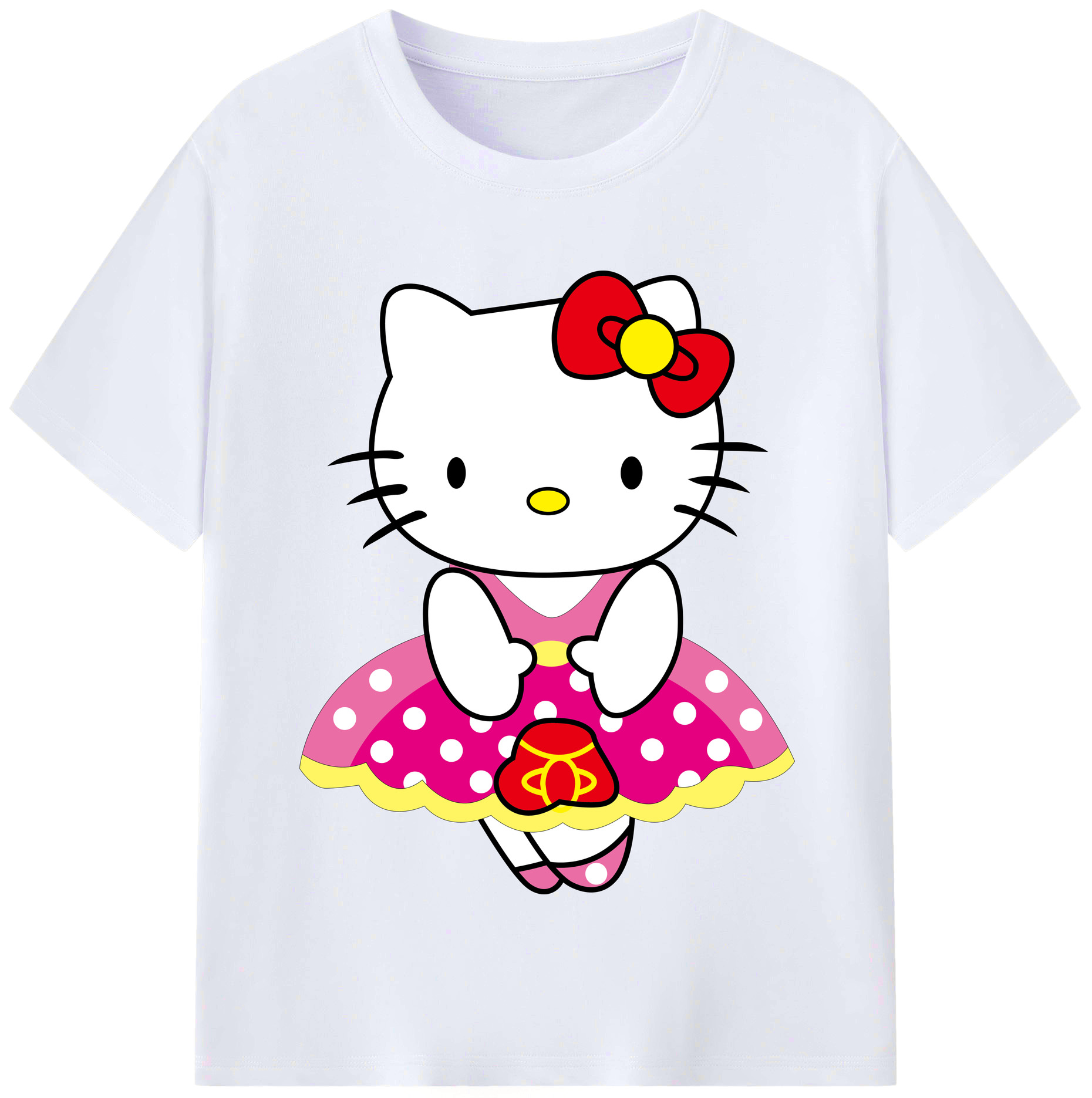 （画像用） Hello Kitty ハローキティ レディースカジュアルプリントTシャツ（綿100％）
