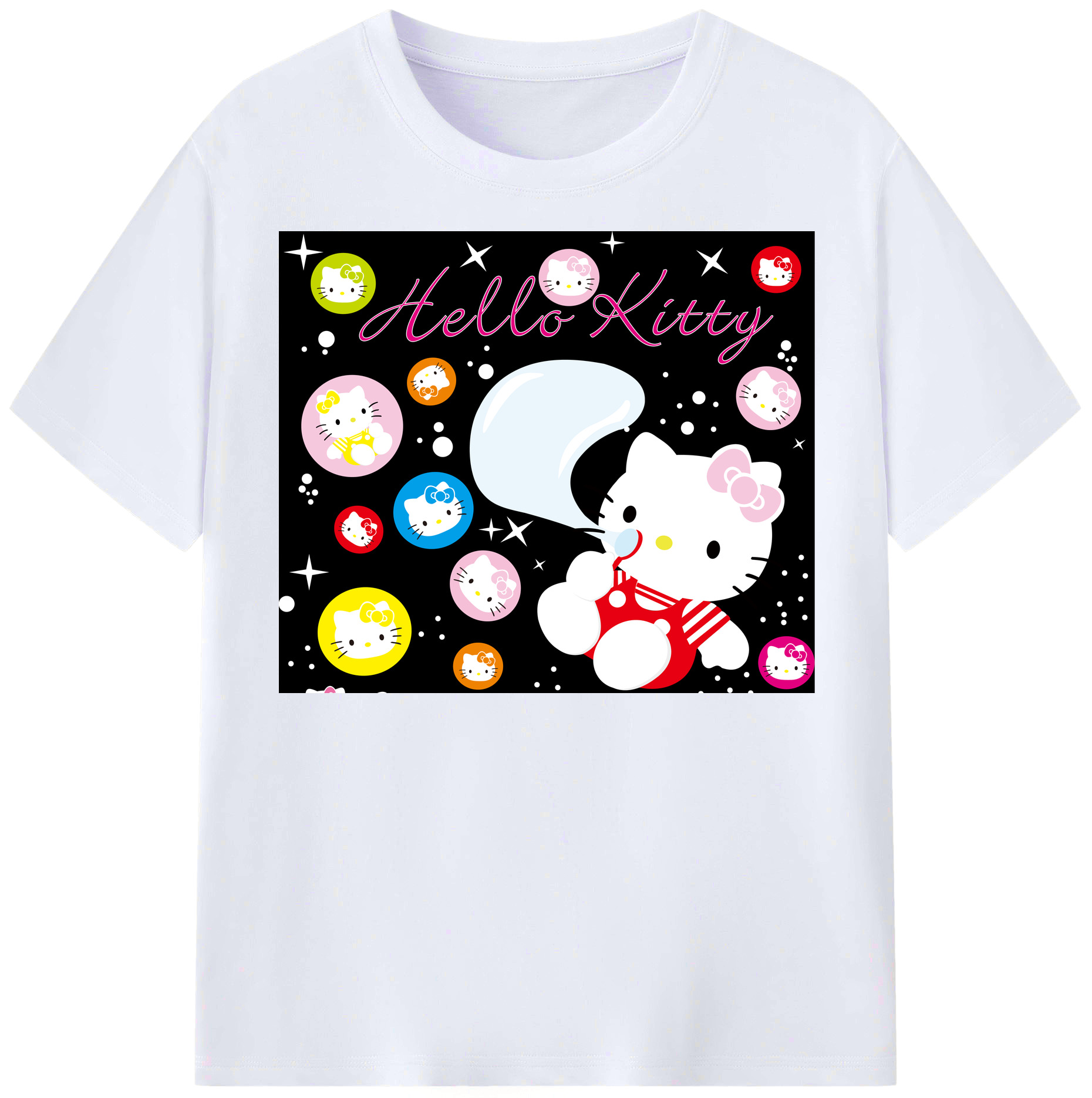 （画像用） Hello Kitty ハローキティ レディースカジュアルプリントTシャツ（綿100％）