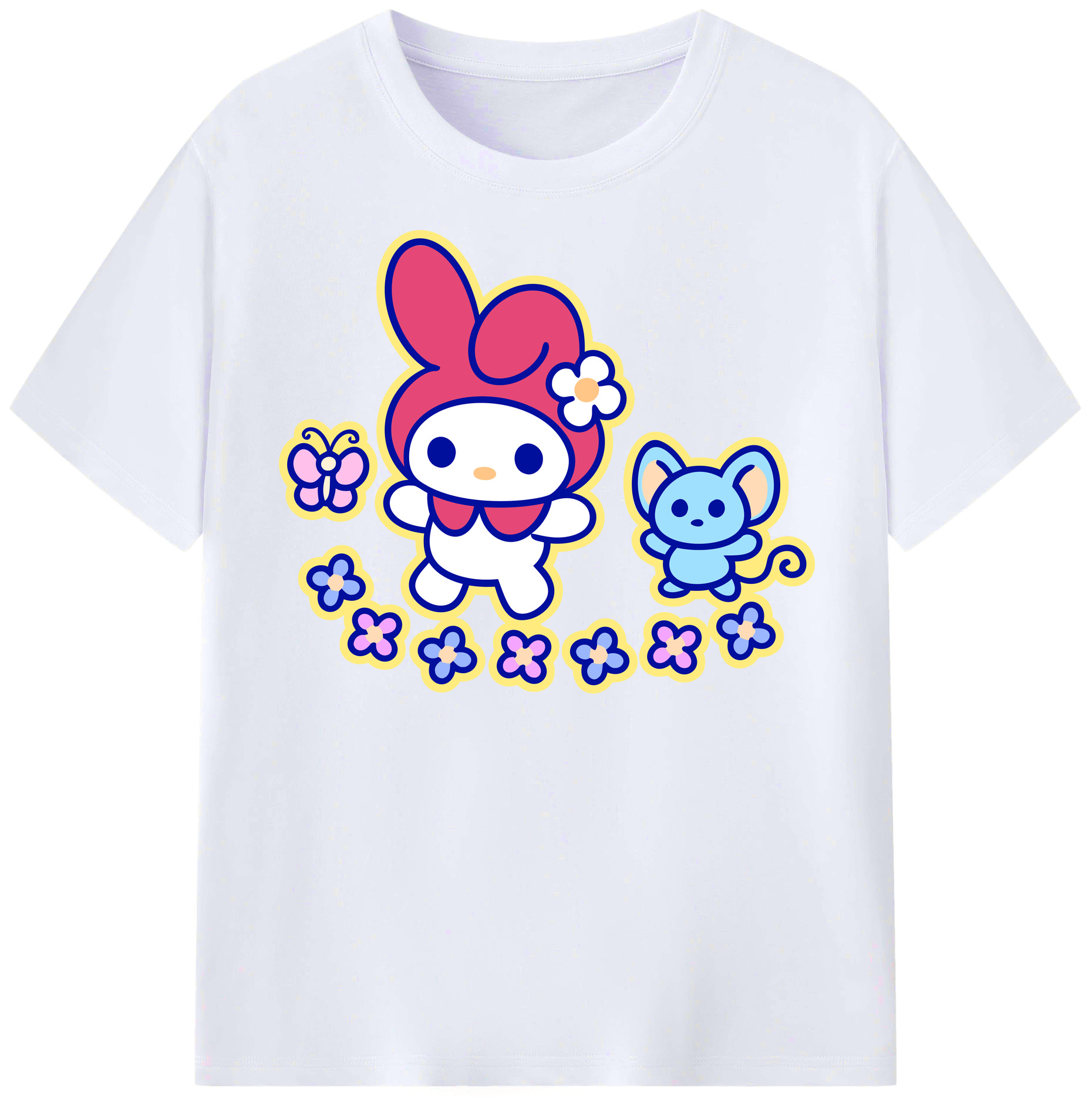 （画像用） Hello Kitty ハローキティ レディースカジュアルプリントTシャツ（綿100％）