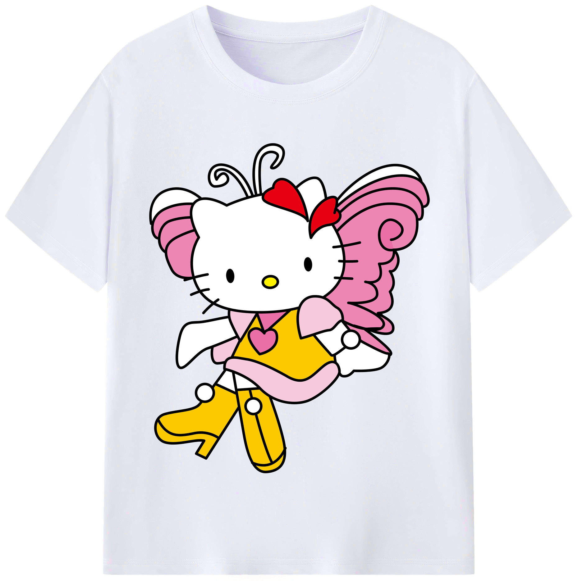 （画像用） Hello Kitty ハローキティ レディースカジュアルプリントTシャツ（綿100％）